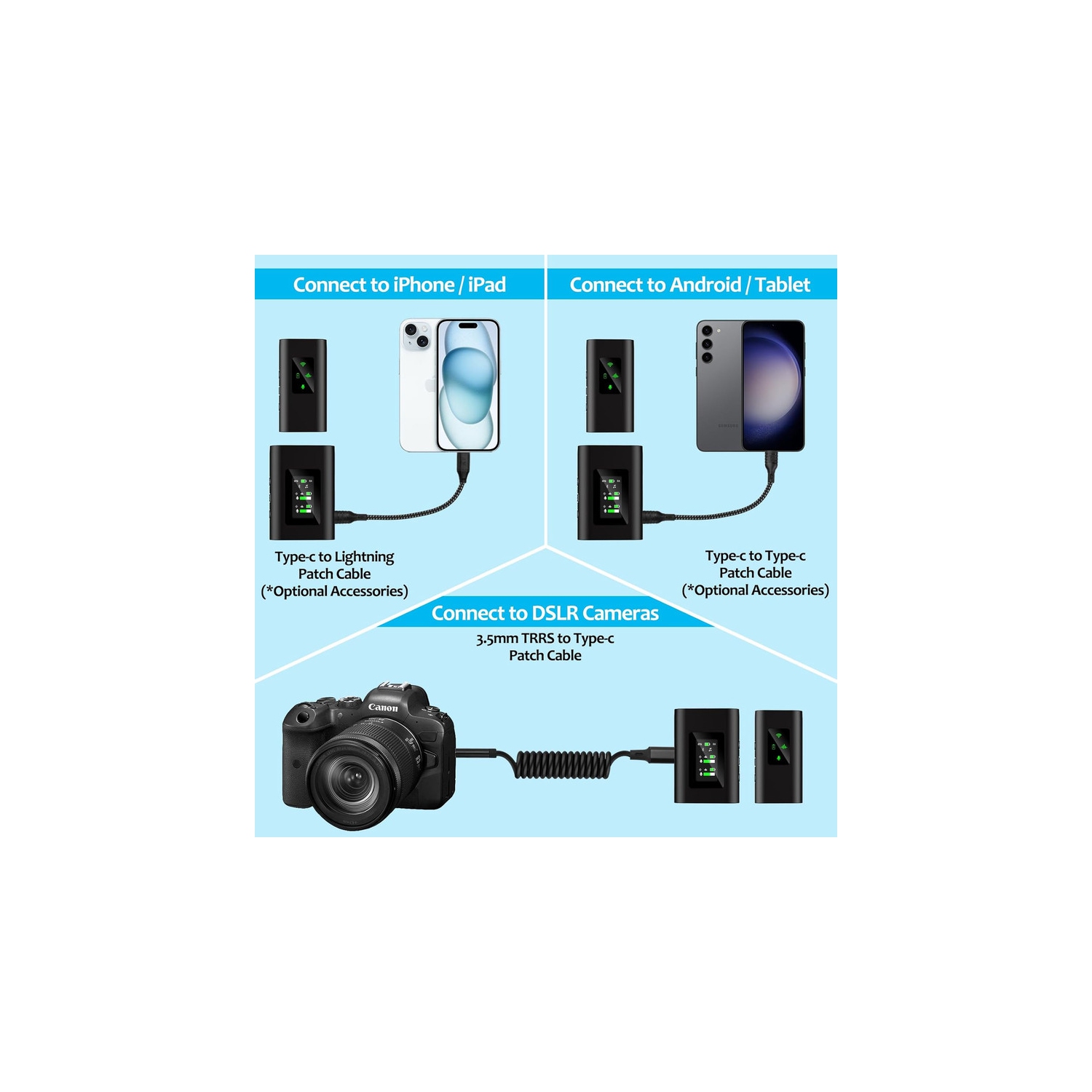 Micro-cravate sans fil 8&nbsp;h 656&nbsp;pi avec réduction du bruit, microphone sans fil compatible PC/iPhone/Android