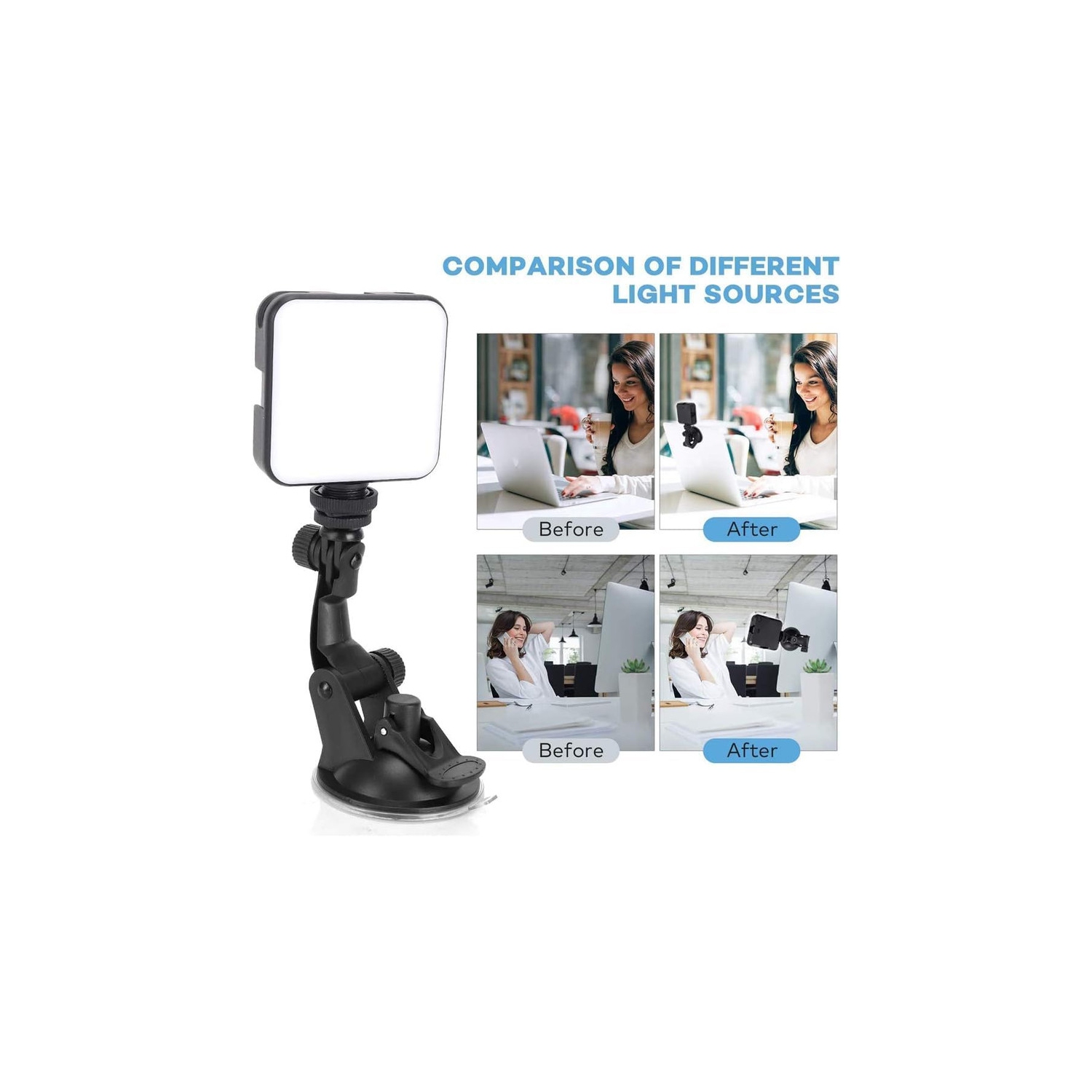 Video Conference Lighting Kit Adjustable Rechargeable LED Photography Fill Light Zoom Meeting Lighting