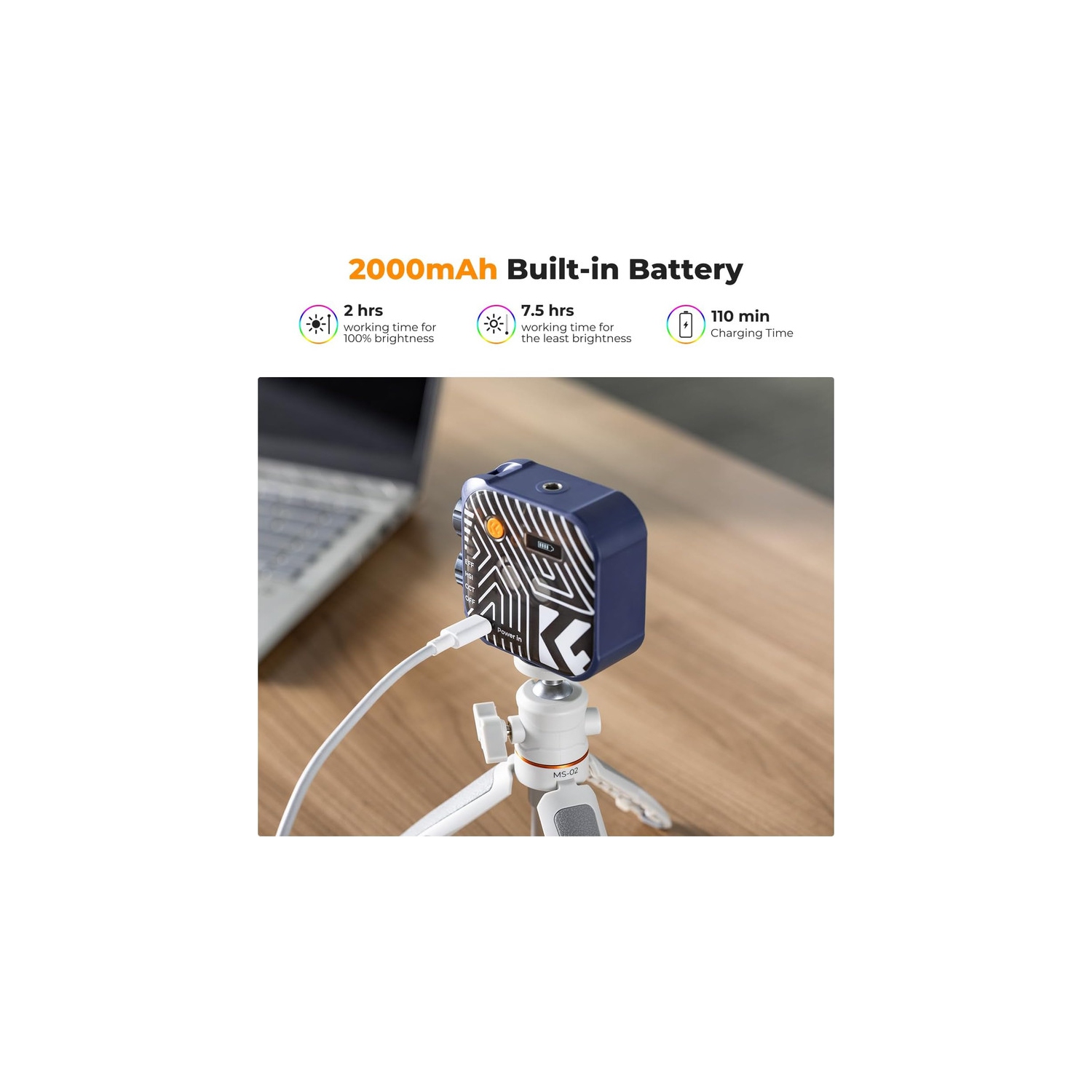 Lampe vidéo RVB Concept, lumière portative pour photographie 360&nbsp;°F avec 21 effets de lumière, lumière 2500K-9900K CRI 96+ DEL pour studio