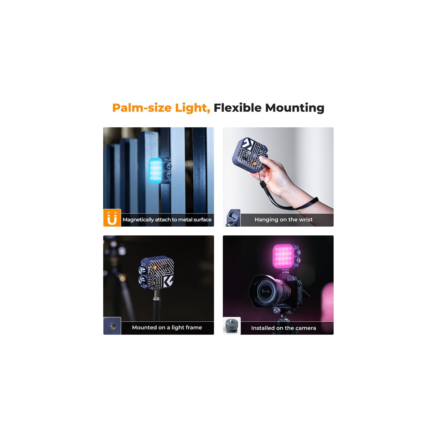 Lampe vidéo RVB Concept, lumière portative pour photographie 360&nbsp;°F avec 21 effets de lumière, lumière 2500K-9900K CRI 96+ DEL pour studio