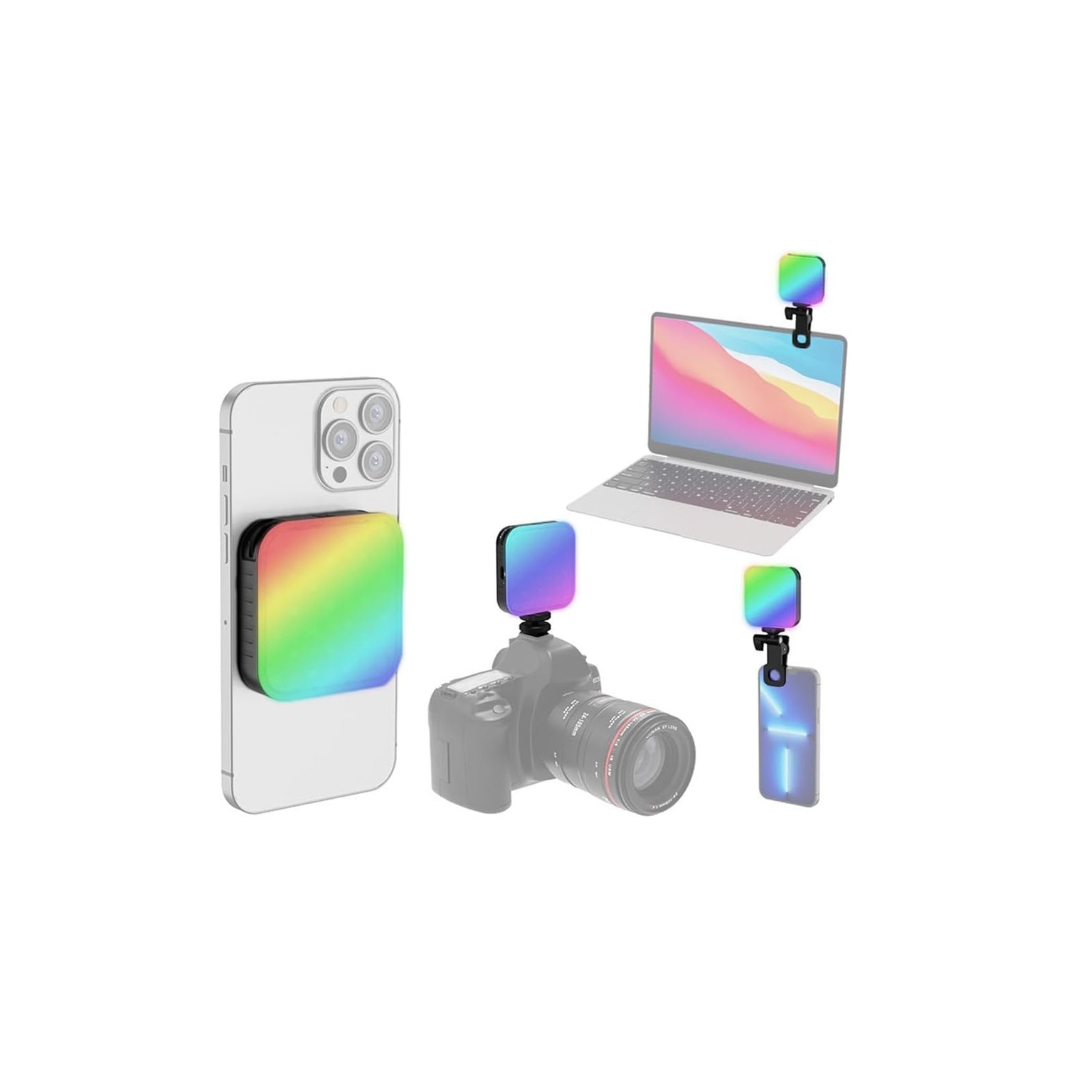 Lampe de conférence vidéo RVB de poche magnétique 2500K à 9000K avec intensité réglable 20 effets d'éclairage