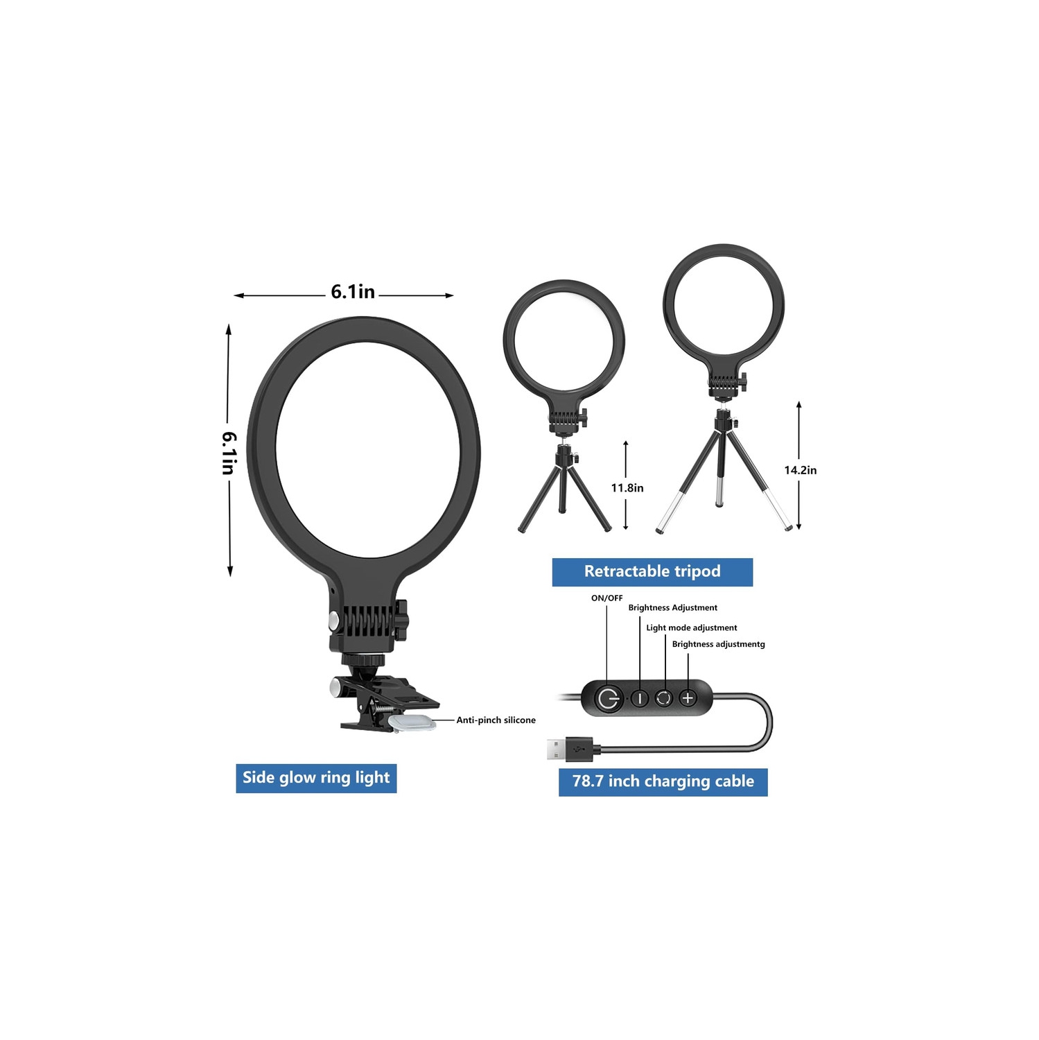 72 LED Ring Light for Laptop, Video Conference Lighting Kit 3000k-6500K Dimmable Selfie Ring Light，6" Ring Light with Clip and Tripod