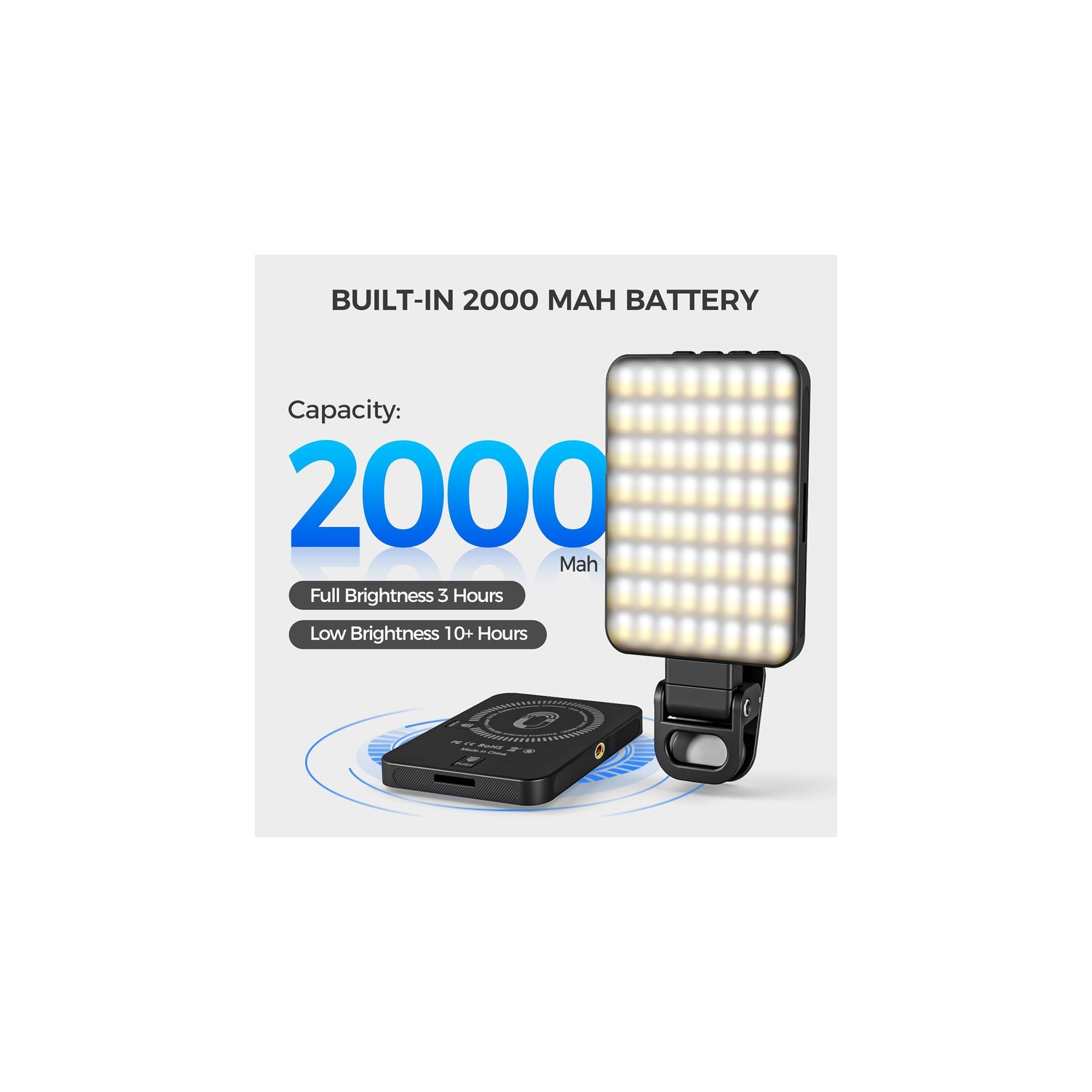 Lampe à égoportrait magnétique – Lampe à égoportrait pour téléphone cellulaire, lampe vidéo miniature rechargeable USB pour