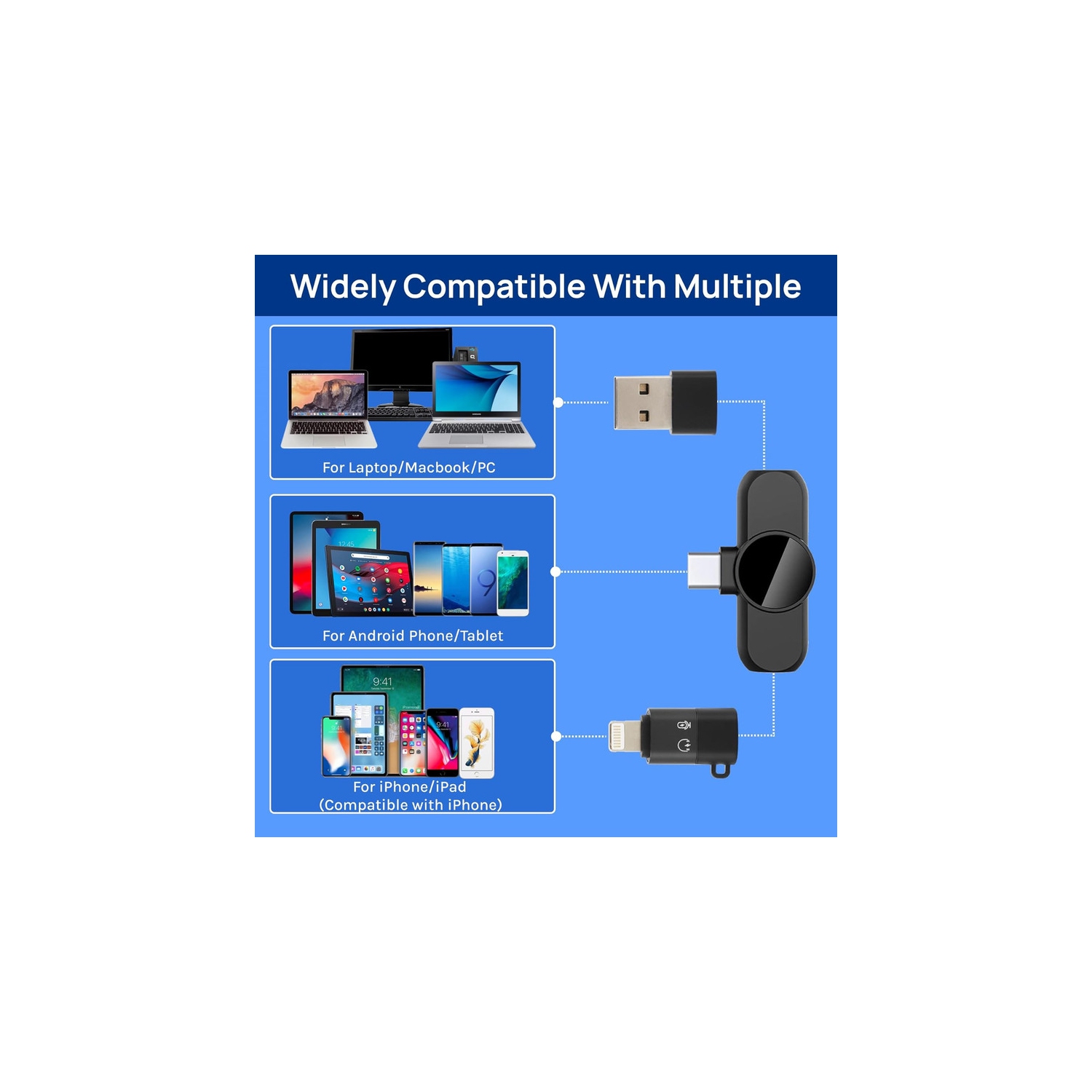 Micro-cravate sans fil, 2 mini microphone compatible avec iPhone/iPad/Android/PC, micro-cravate prêt à l'emploi