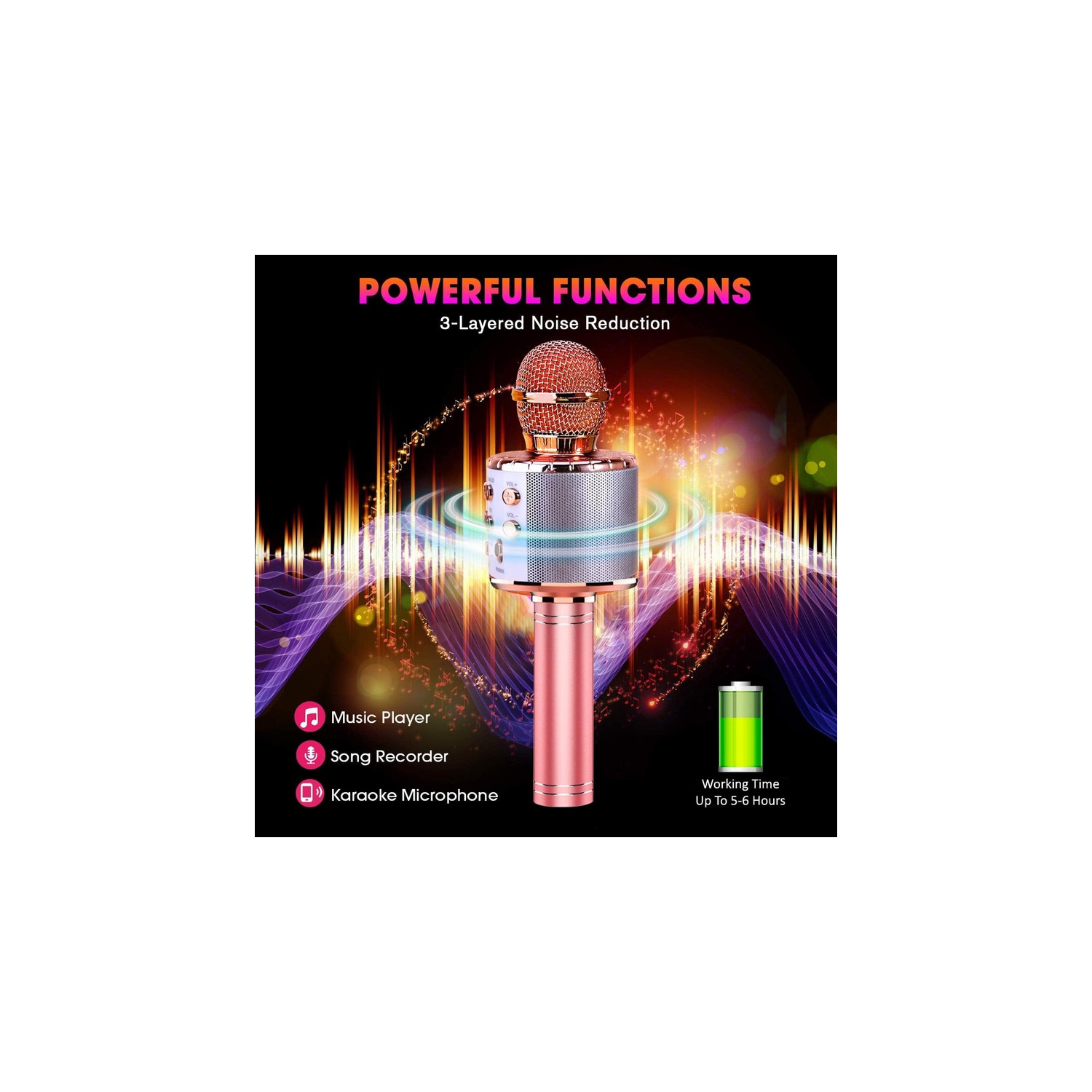 4 in 1 Handheld Karaoke Microphone, Portable Karaoke System with Speaker, Karaoke Machine Home KTV Player with Record Function for Android & iOS