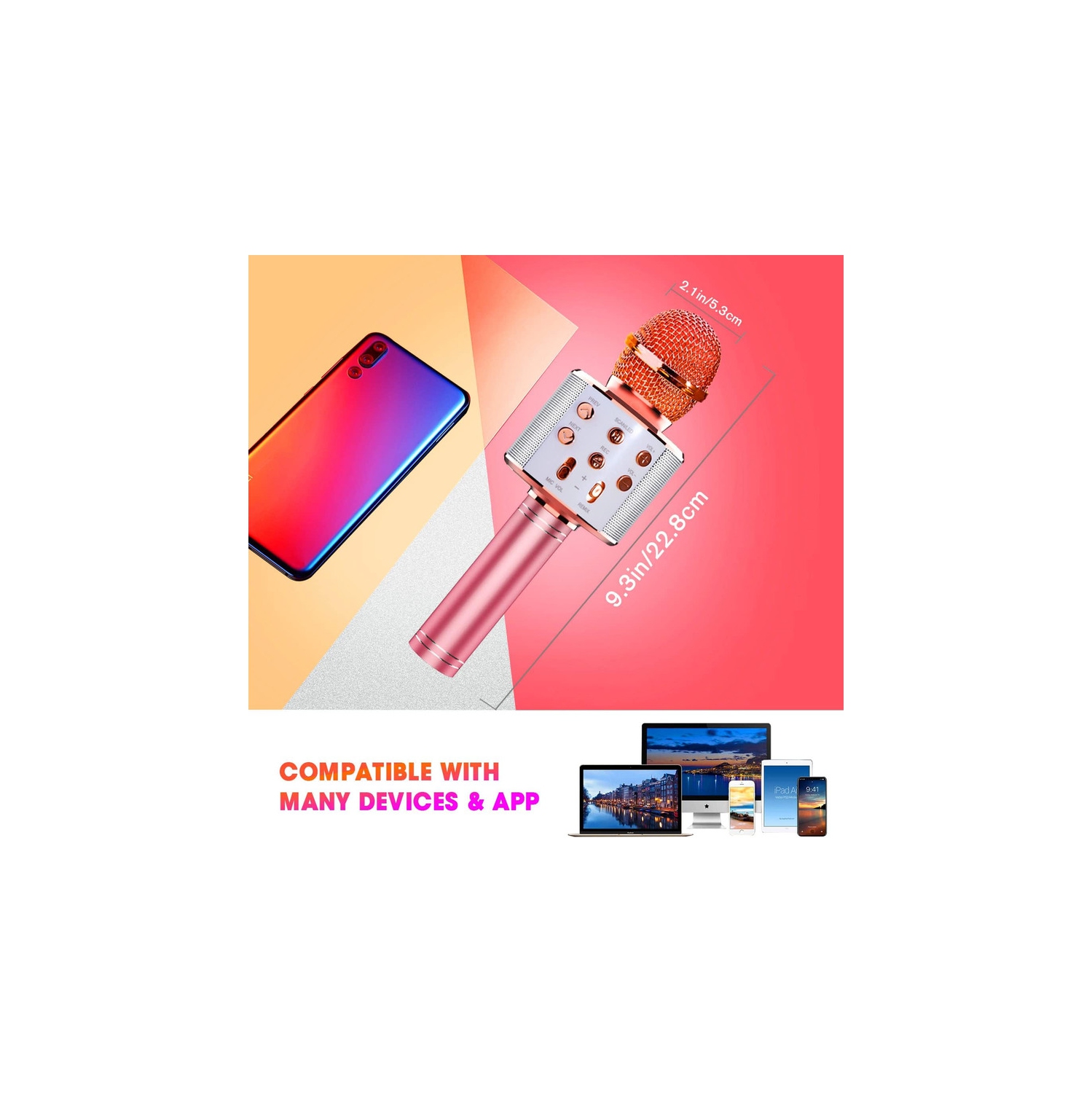 4 in 1 Handheld Karaoke Microphone, Portable Karaoke System with Speaker, Karaoke Machine Home KTV Player with Record Function for Android & iOS