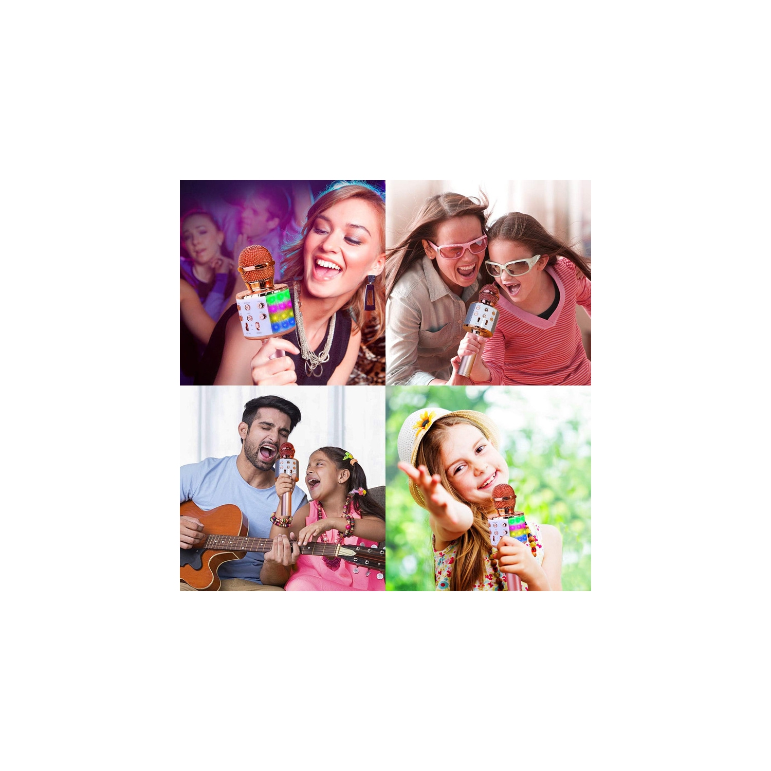 4 in 1 Handheld Karaoke Microphone, Portable Karaoke System with Speaker, Karaoke Machine Home KTV Player with Record Function for Android & iOS