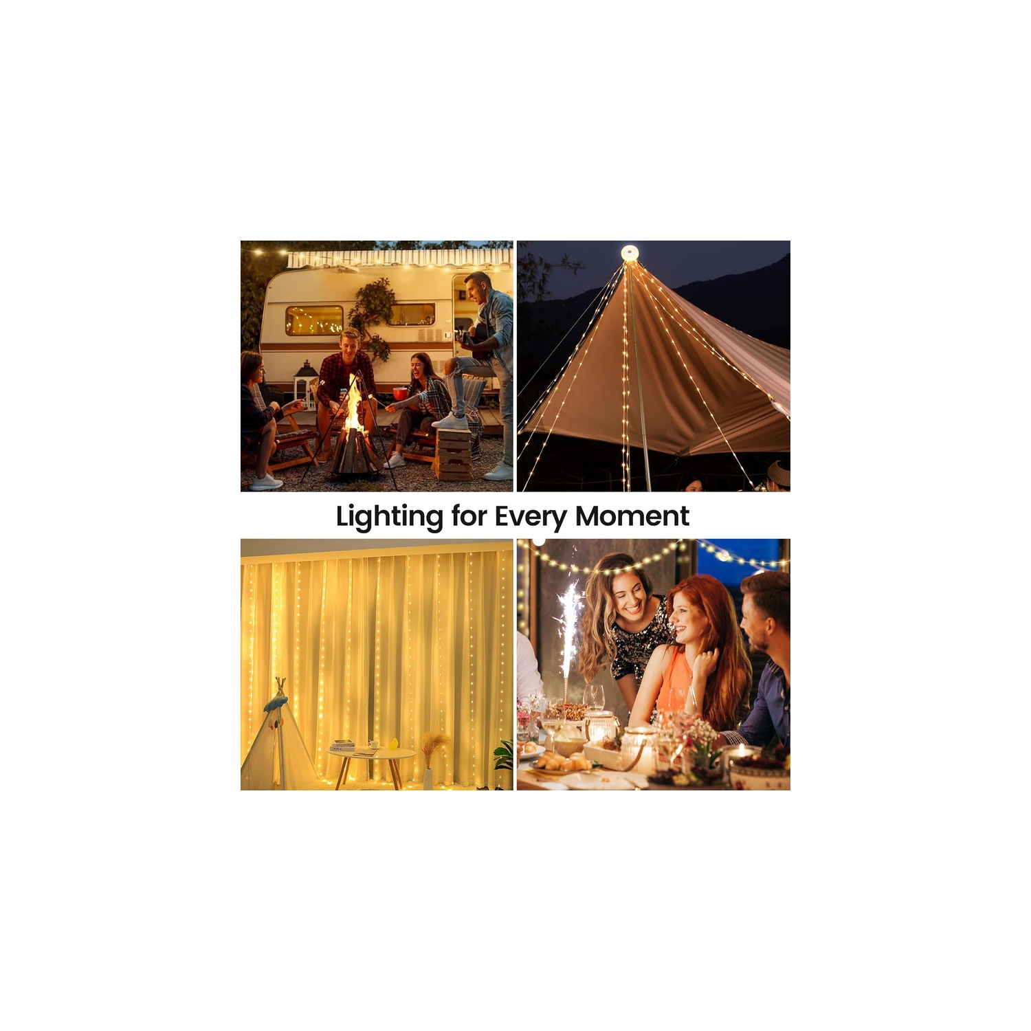 Guirlande de lumières de camping, lanterne de camping rechargeable 2-en-1 avec 8 modes réglables 2000&nbsp;mAh Dure jusqu'à 12&nbsp;h portative