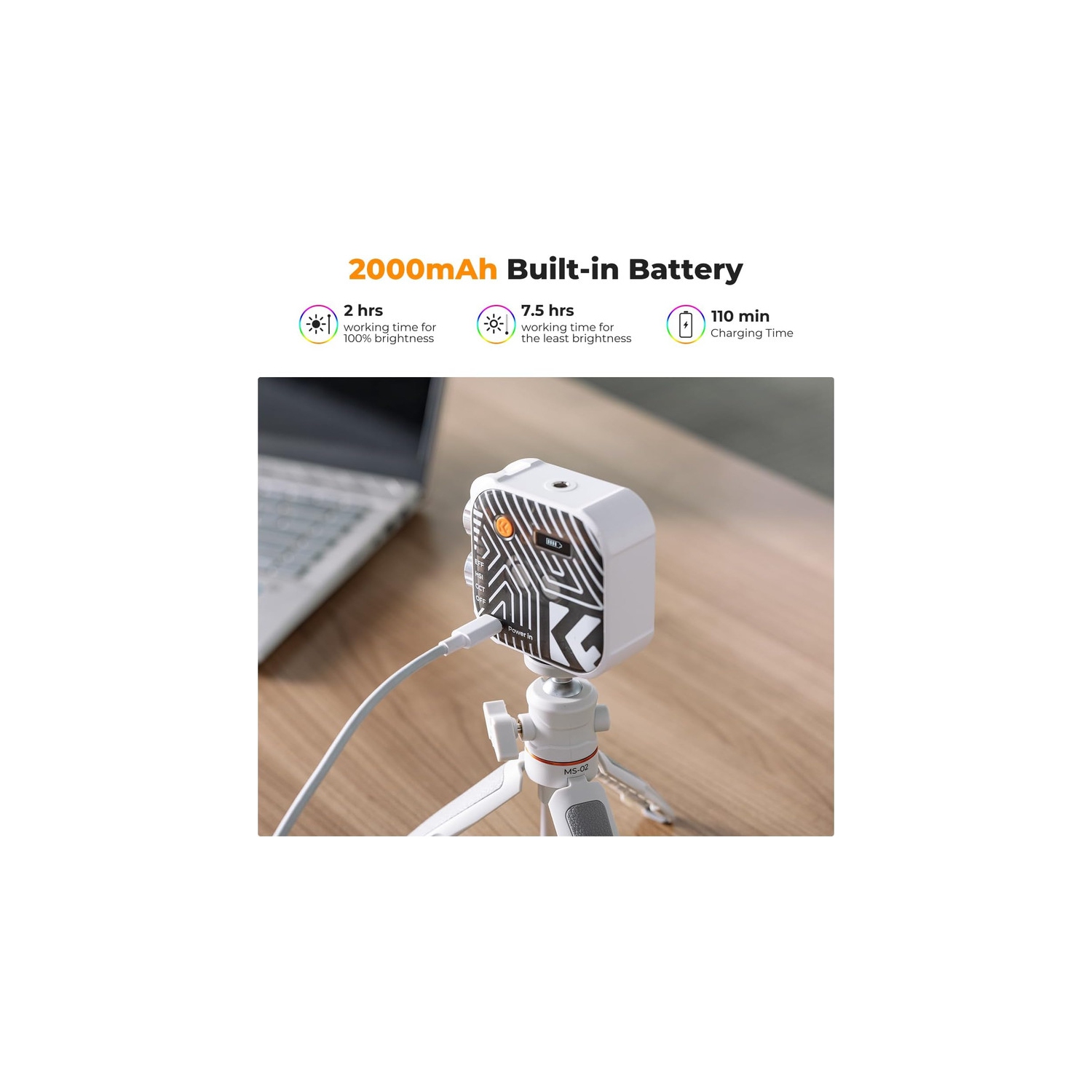 Lampe vidéo RVB Concept, lumière portative pour photographie 360&nbsp;°F avec 21 effets de lumière, lumière 2500K-9900K CRI 96+ LED pour appareil