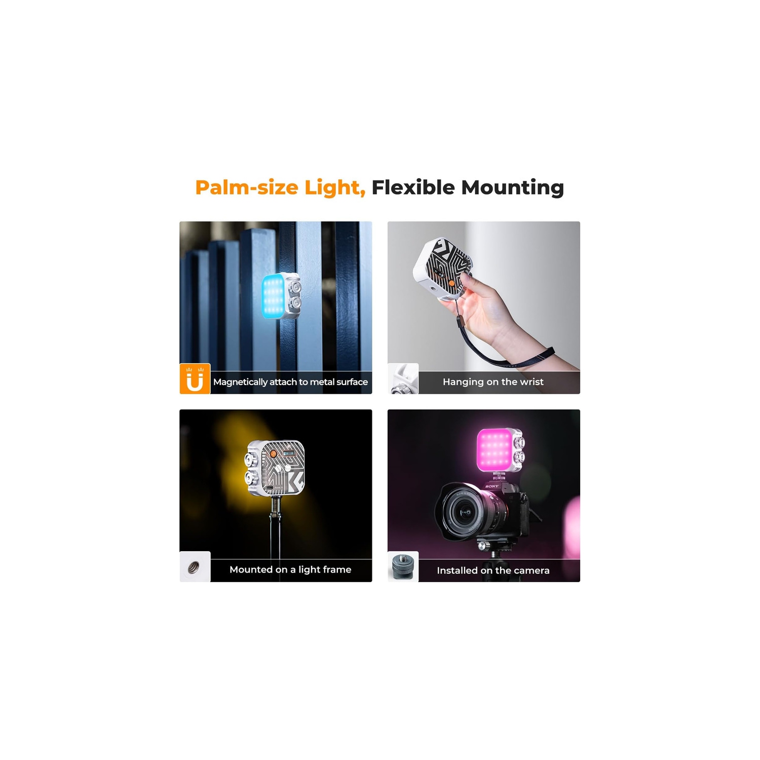 Lampe vidéo RVB Concept, lumière portative pour photographie 360&nbsp;°F avec 21 effets de lumière, lumière 2500K-9900K CRI 96+ LED pour appareil