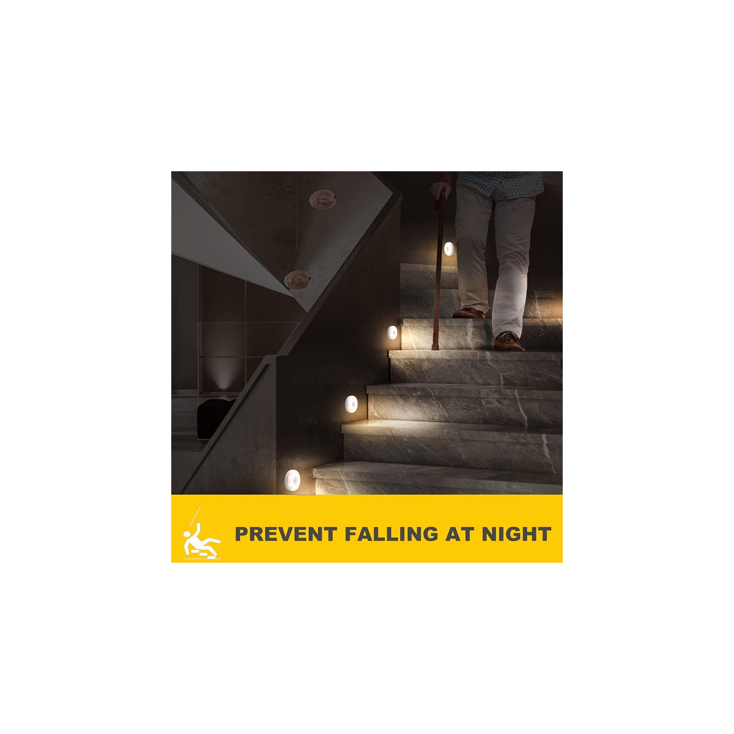 Motion sensor night light, USB charging path night light, 8 LED motion detection warm light stick, suitable