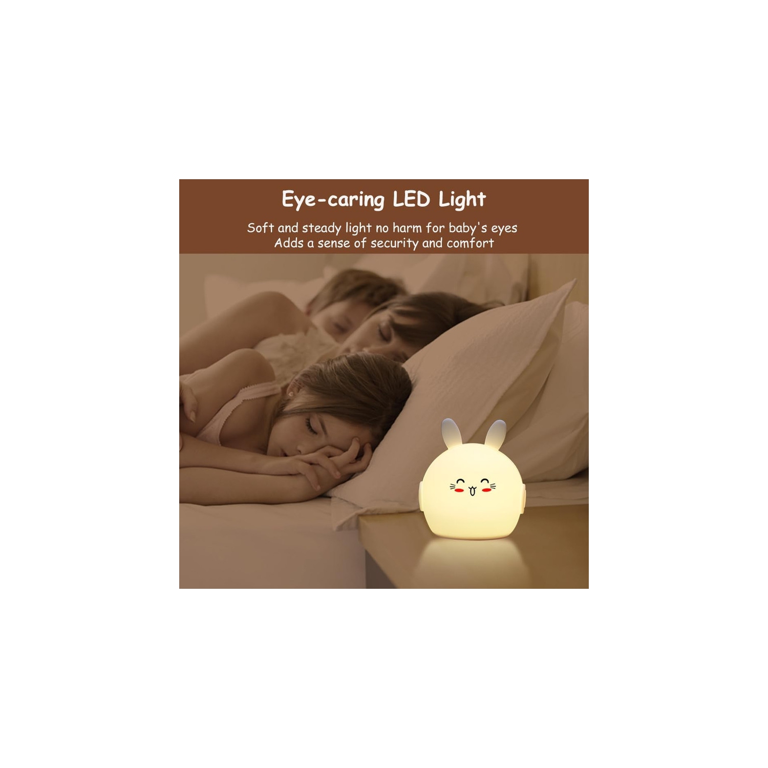 Night Light for Kids Cute Bunny Lamp with 9 Colors Changing & Dimming Function, Rechargeable Silicone Nursery Animal Night Lamp for Baby and Toddler,