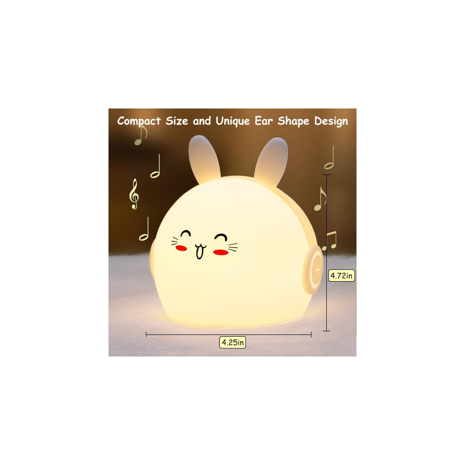 Night Light for Kids Cute Bunny Lamp with 9 Colors Changing & Dimming Function, Rechargeable Silicone Nursery Animal Night Lamp for Baby and Toddler,