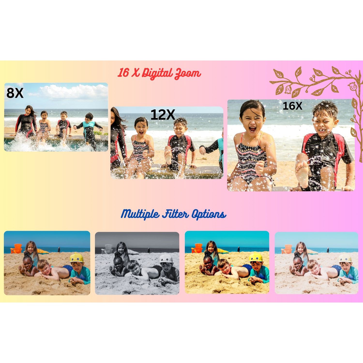 MAKATA Compact HD Digital Camera 50MP 16X Zoom HD 1080P Point and Shoot Camera 32GB Memory Card, Fun Camera for Boys Girls Kids Students Beginners