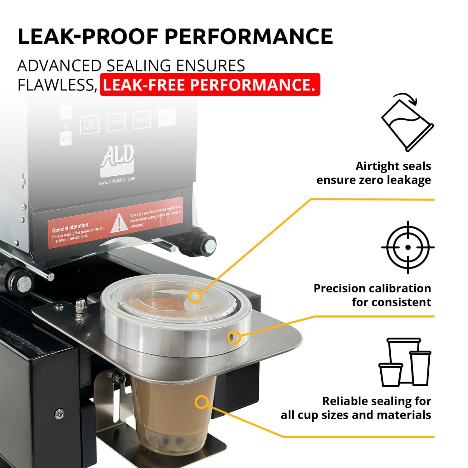 A-WJCS01 Fully Automatic Boba Cup Sealing Machine | Commercial Grade | Up to 650 Cups per Hour | Fits 90 -95 mm Diameter Cups | 110V