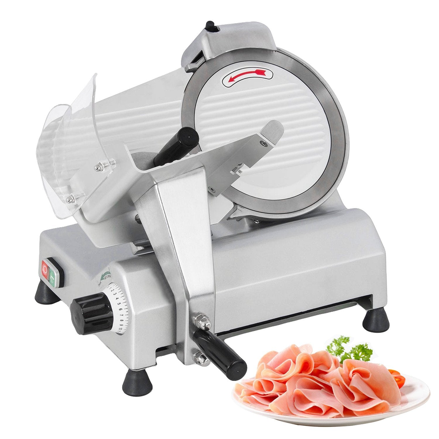 A-250es10-3 meat slicer commercial | electric food slicer with 10-inch stainless steel blade | aluminum body | low noise