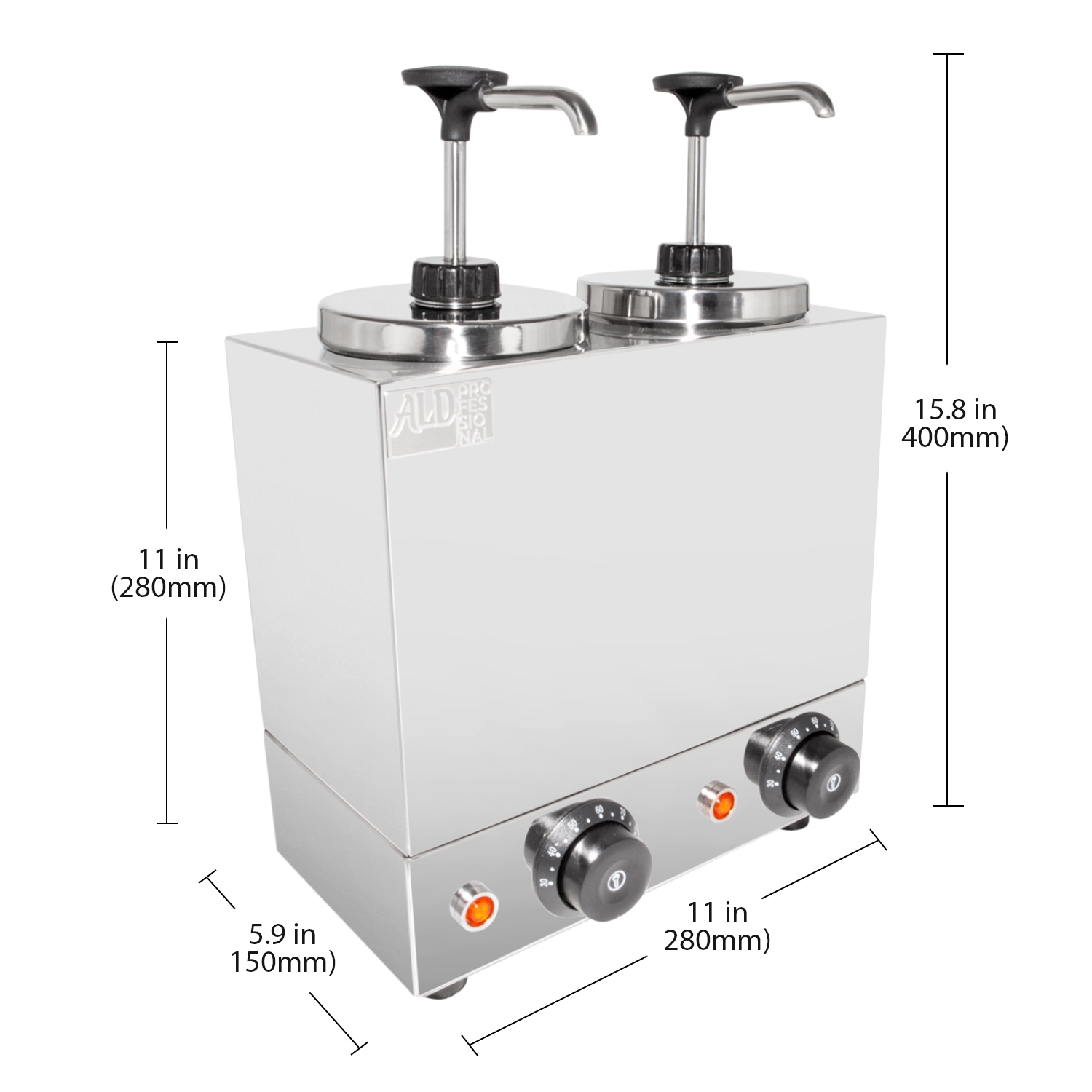 AP-314 Sauce Dispenser | 2-Head Sauce Warmer | Hot Fudge Warmer | 110V
