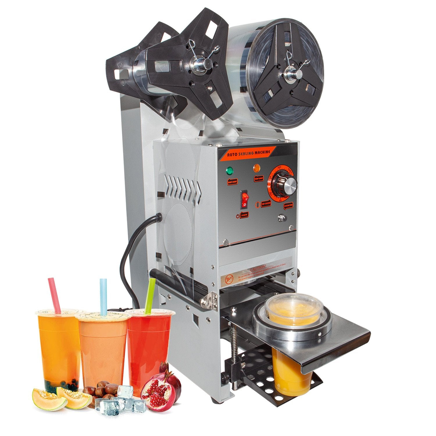 A-FWY690 Boba Cup Sealing Machine Commercial | Semi-Automatic Cup Sealer | 400-600 cups/h | Cups 3.5” & 3.7” diameter/ 6” (150 mm) max height | 110V