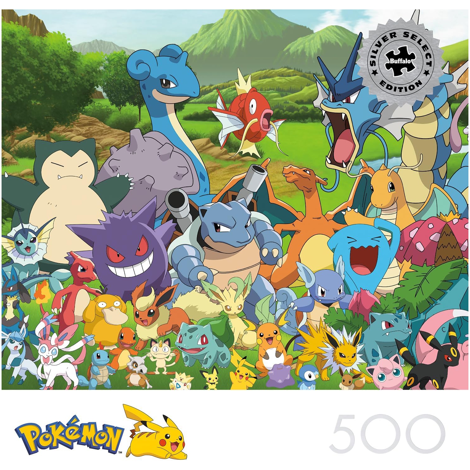 Buffalo Games - Noir Select - Pokémon - Pokemon Favorites Group - Casse-tête de 500 pièces pour adultes difficiles Puzzle Parfait pour les soirées de