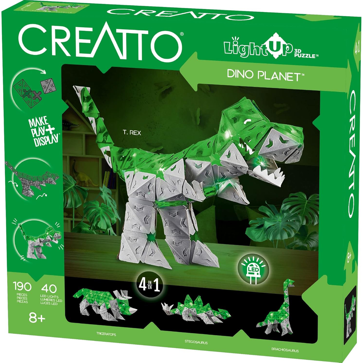 Thames & Kosmos Creatto Dino Planet Light-Up 3D Puzzle Kit | includes Creatto Puzzle Pieces to Make Your Own Illuminated Craft Creations | DIY