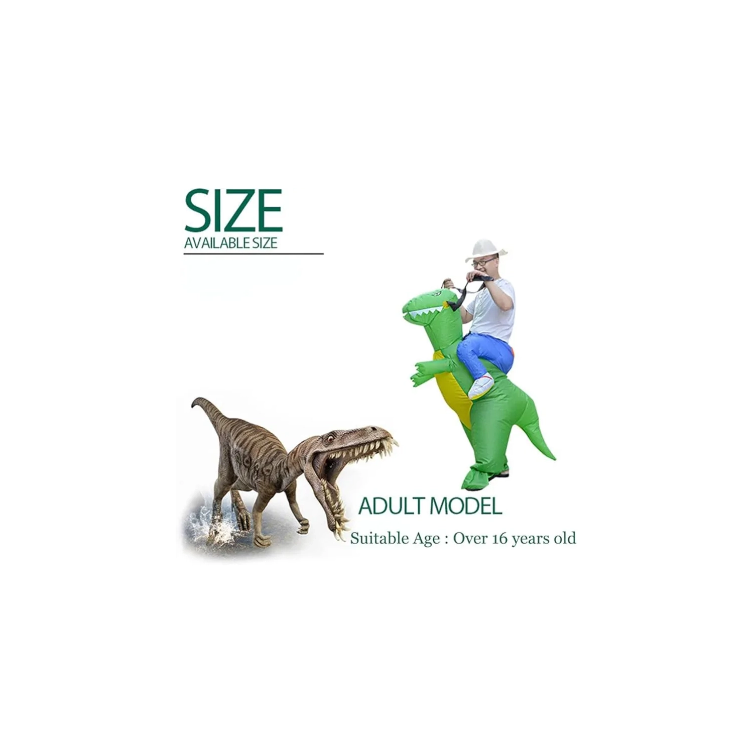 Inflatable Dinosaur T-Rex Costume – Blow-Up Animal Suit for Halloween Party, Perfect for Adults & Kids