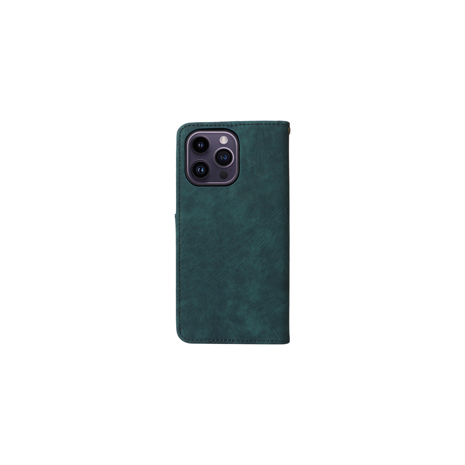 Étui portefeuille en suède vert forêt de PANDACO pour iPhone 16 Pro