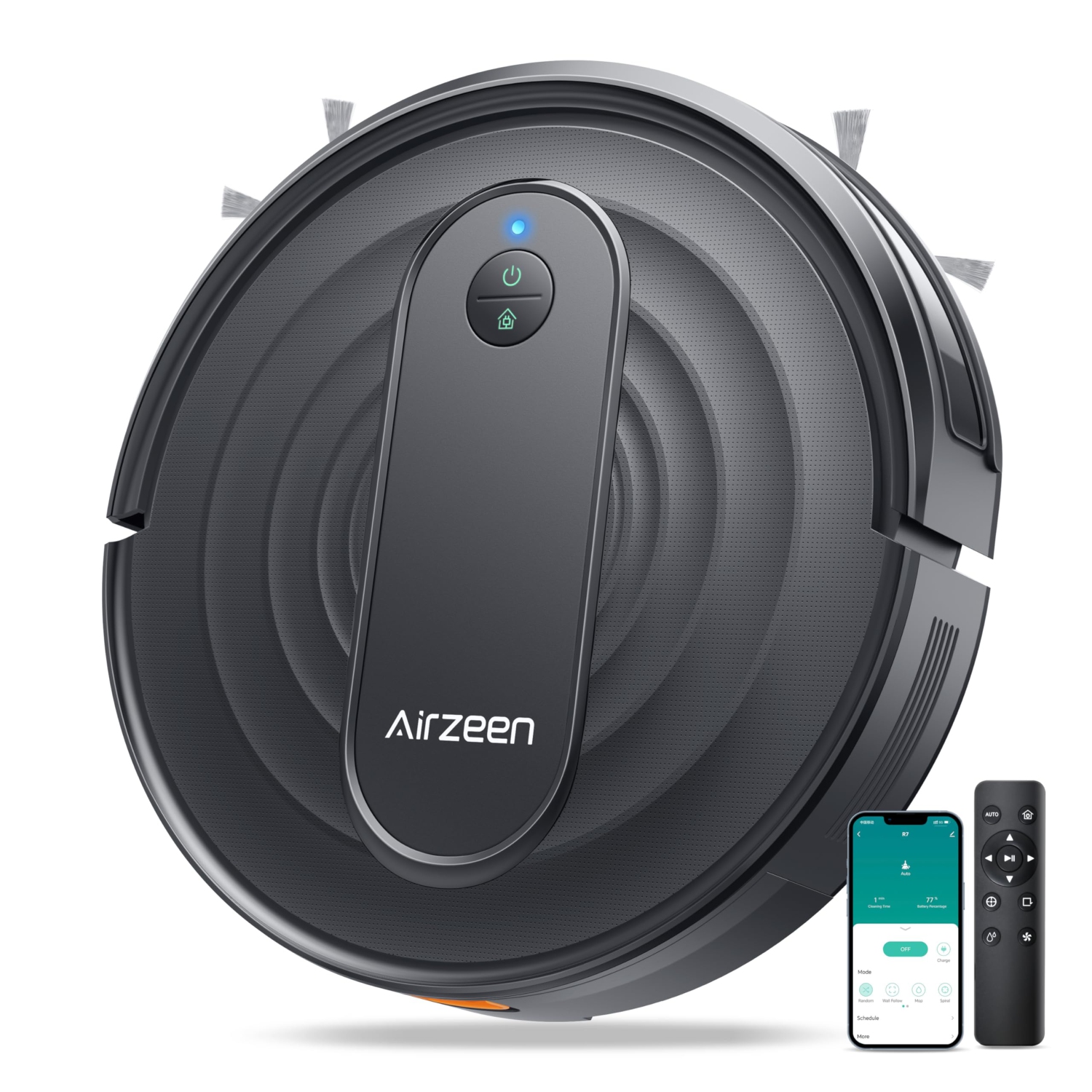 Aspirateur robot Airzeen, aspiration puissante avec application 3000Pa/commande par Alexa Nettoyage programmé Aspirateur robot auto-recharge pour la