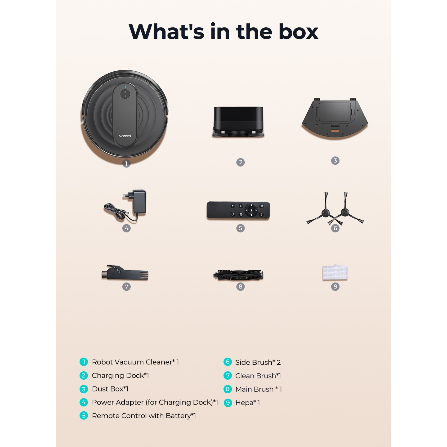 Aspirateur robot Airzeen, aspiration puissante avec application 3000Pa/commande par Alexa Nettoyage programmé Aspirateur robot auto-recharge pour la