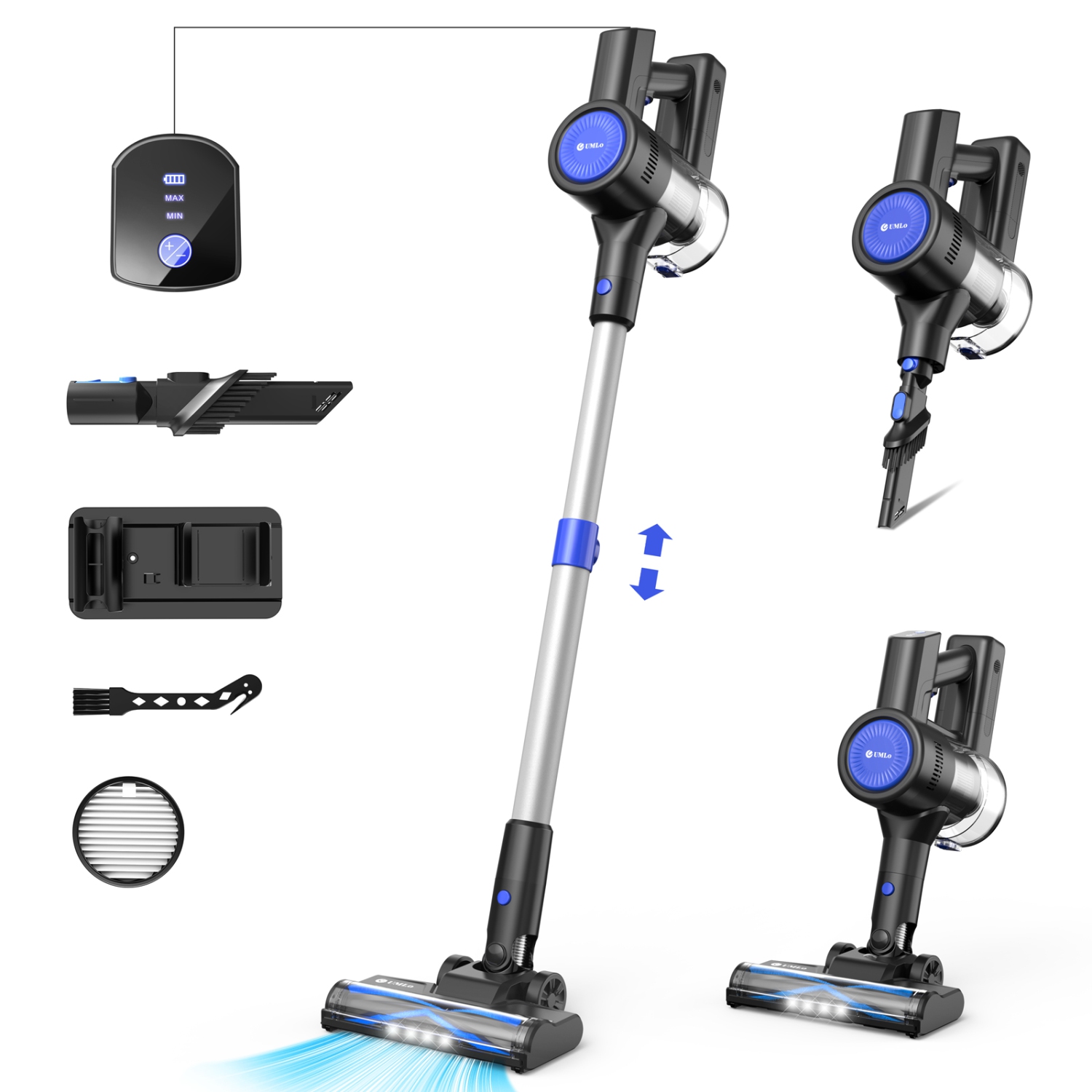 S500 Cordless Vacuum Cleaners 45Kpa Brushless Motor 6 in 1 Lightweight Battery up to 40mins Runtime Rechargeable Vacuums for Home, Vacuum Cleaners with 2 Adjustable Powerful modes