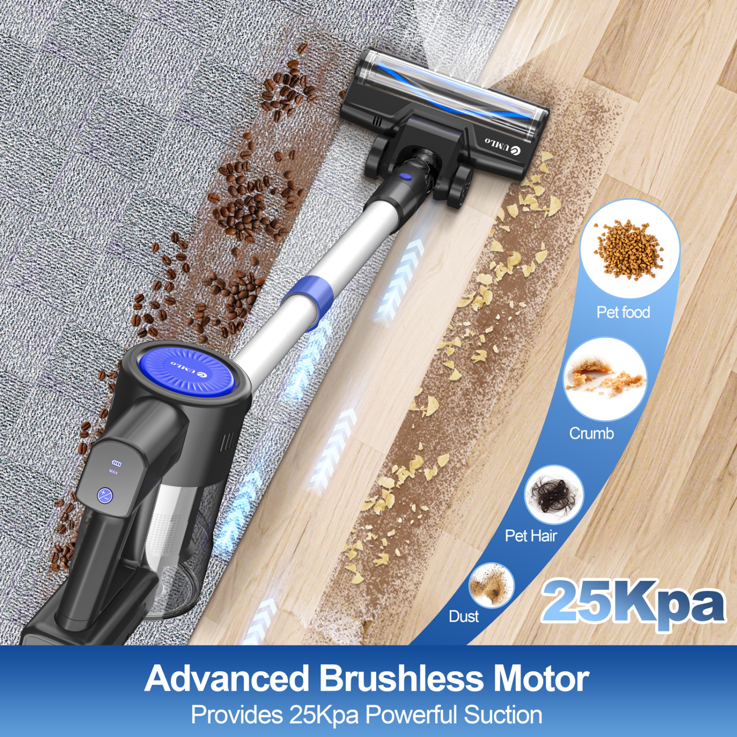 S500 Cordless Vacuum Cleaners 45Kpa Brushless Motor 6 in 1 Lightweight Battery up to 40mins Runtime Rechargeable Vacuums for Home, Vacuum Cleaners