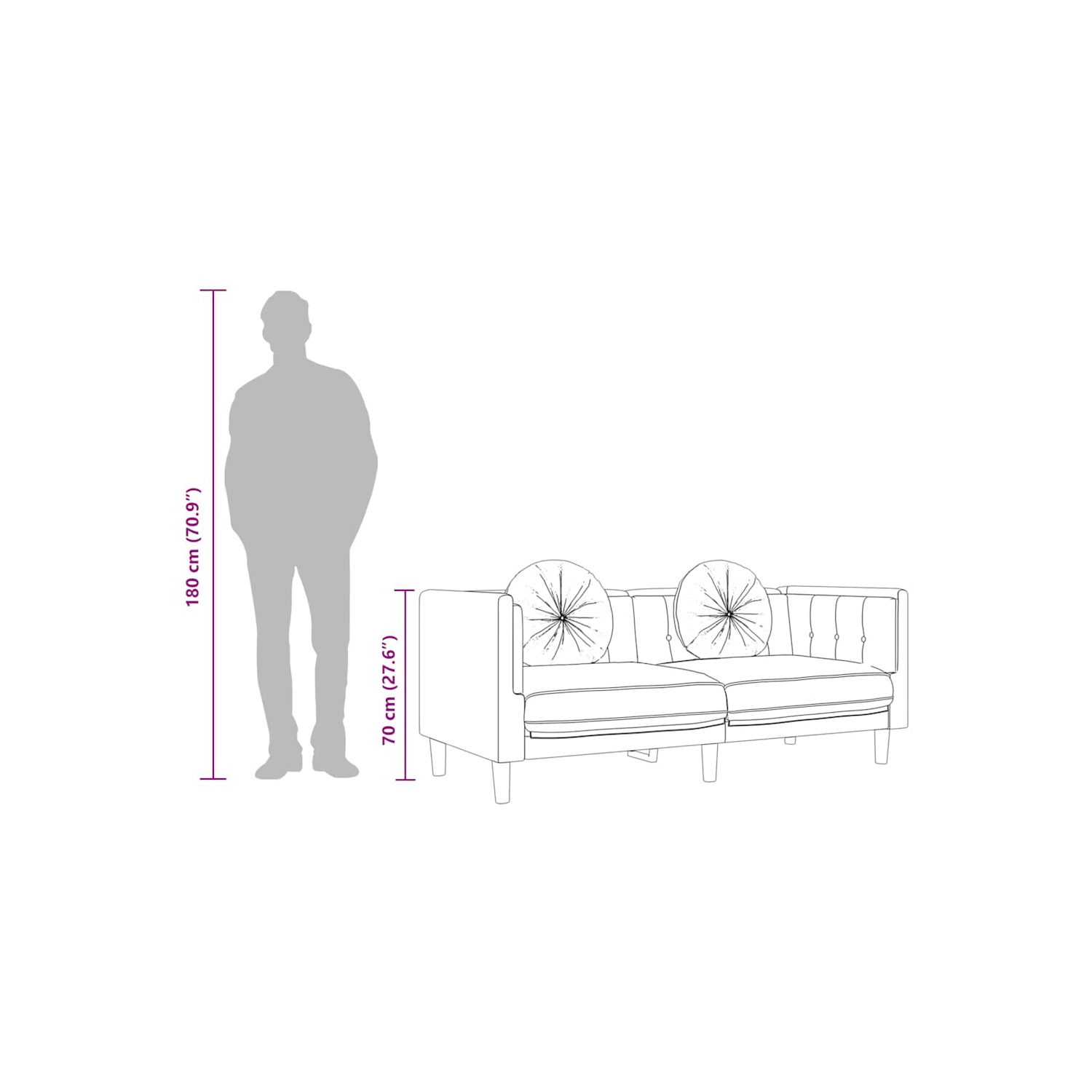 Canapé vidaXL avec coussins 3 places en velours gris foncé