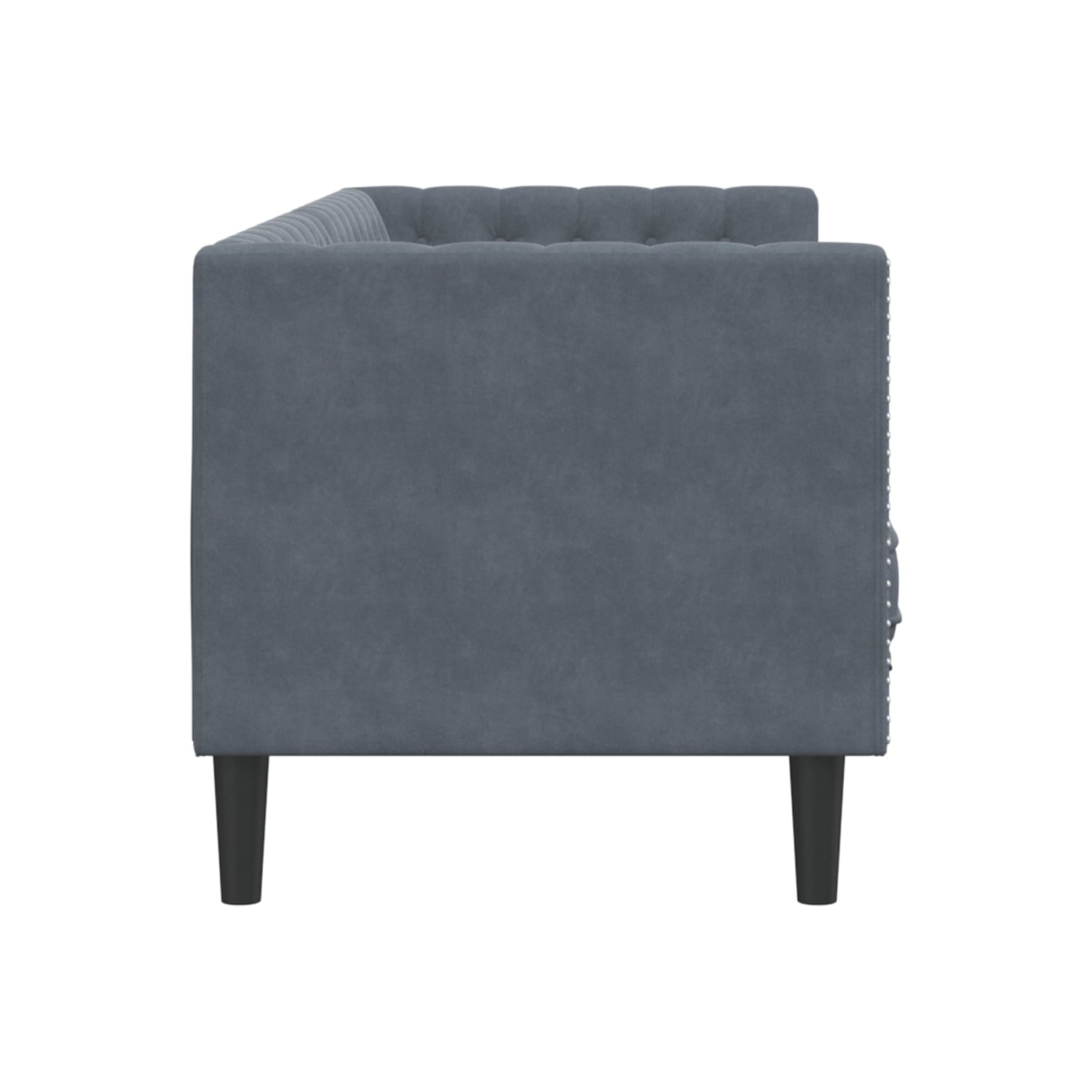 Canapé vidaXL Chesterfield avec traversins 3 places en velours gris foncé