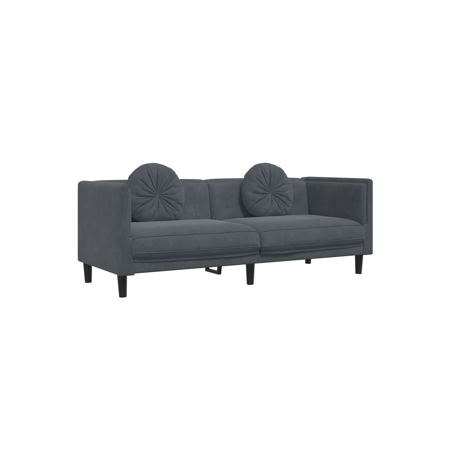 vidaXL 2 Piece Sofa Set with Pillows Dark Grey Velvet