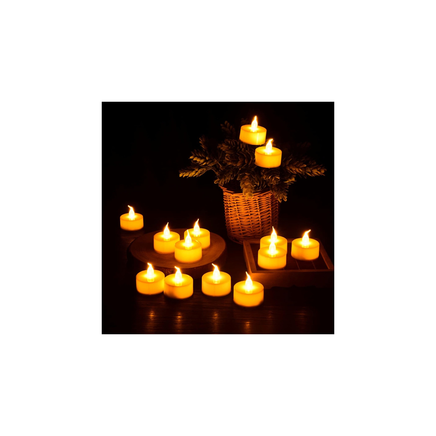 Tea Lights, [Long Lasting] [39pcs] LED Tealights Flickering Candles Battery Operated Candles, Flameless Fake Candles in Warm Yellow