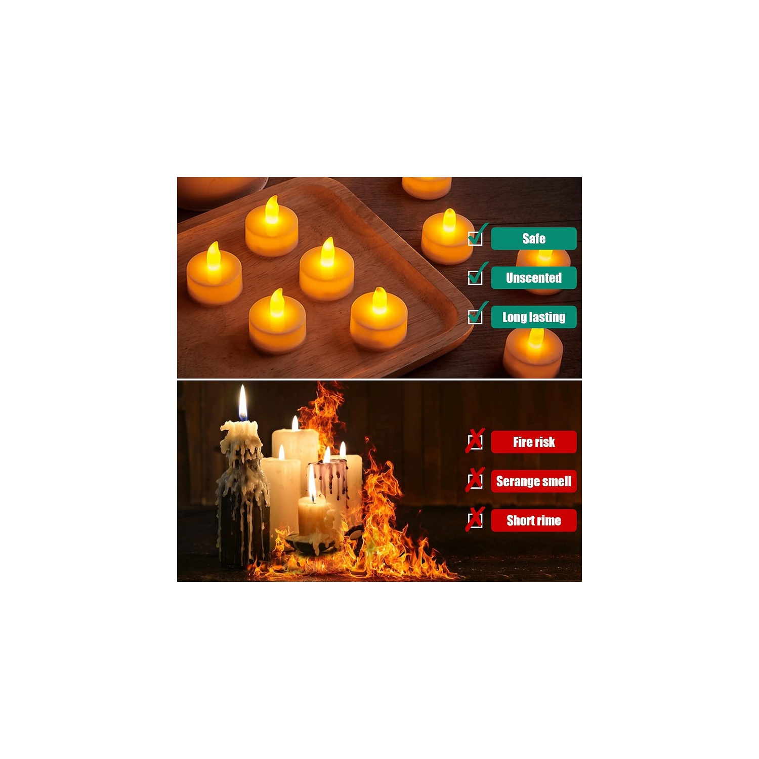 Tea Lights, [Long Lasting] [39pcs] LED Tealights Flickering Candles Battery Operated Candles, Flameless Fake Candles in Warm Yellow