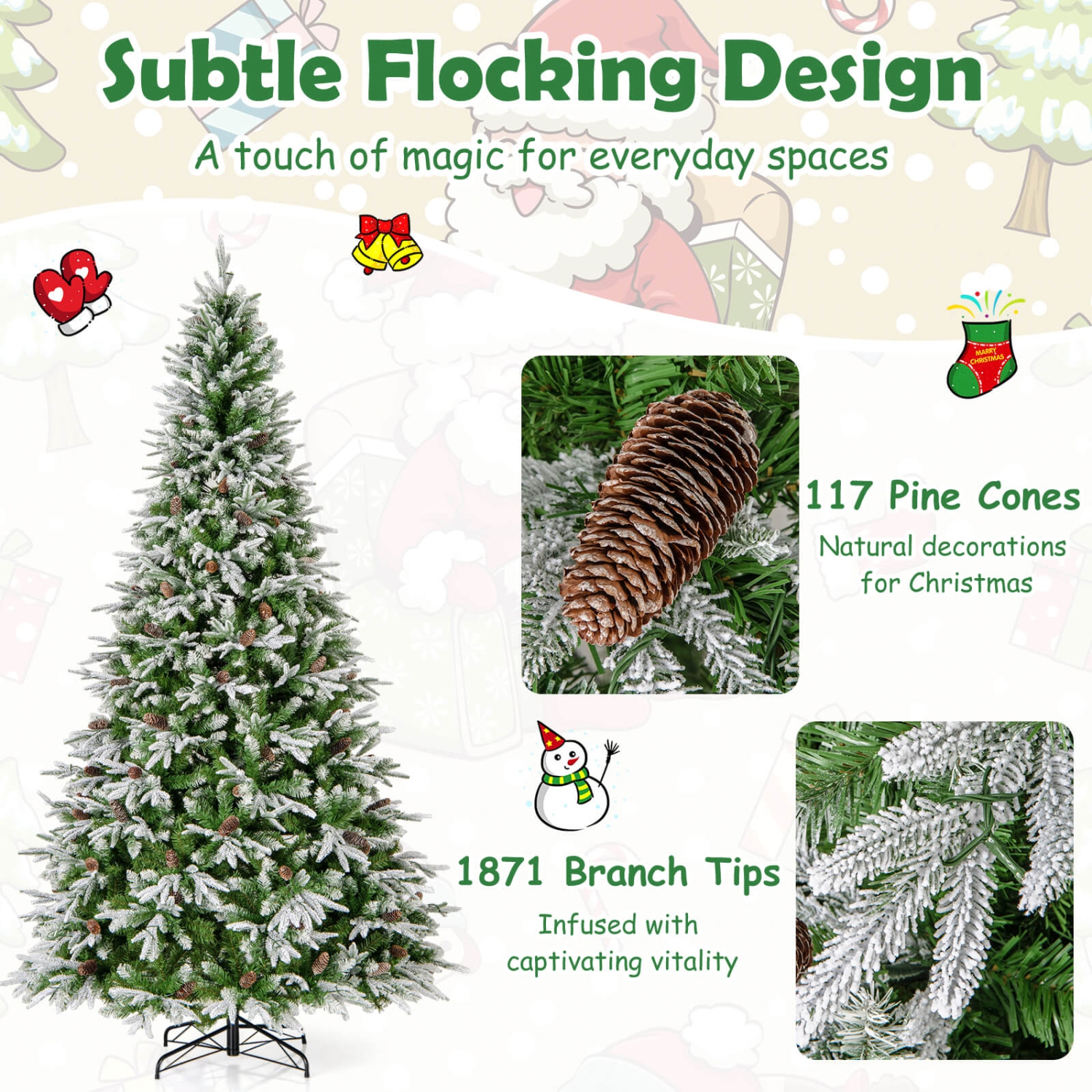 Arbre de Noël artificiel à charnières de 9 pi avec 1871 branches de Costway, 690 lumières