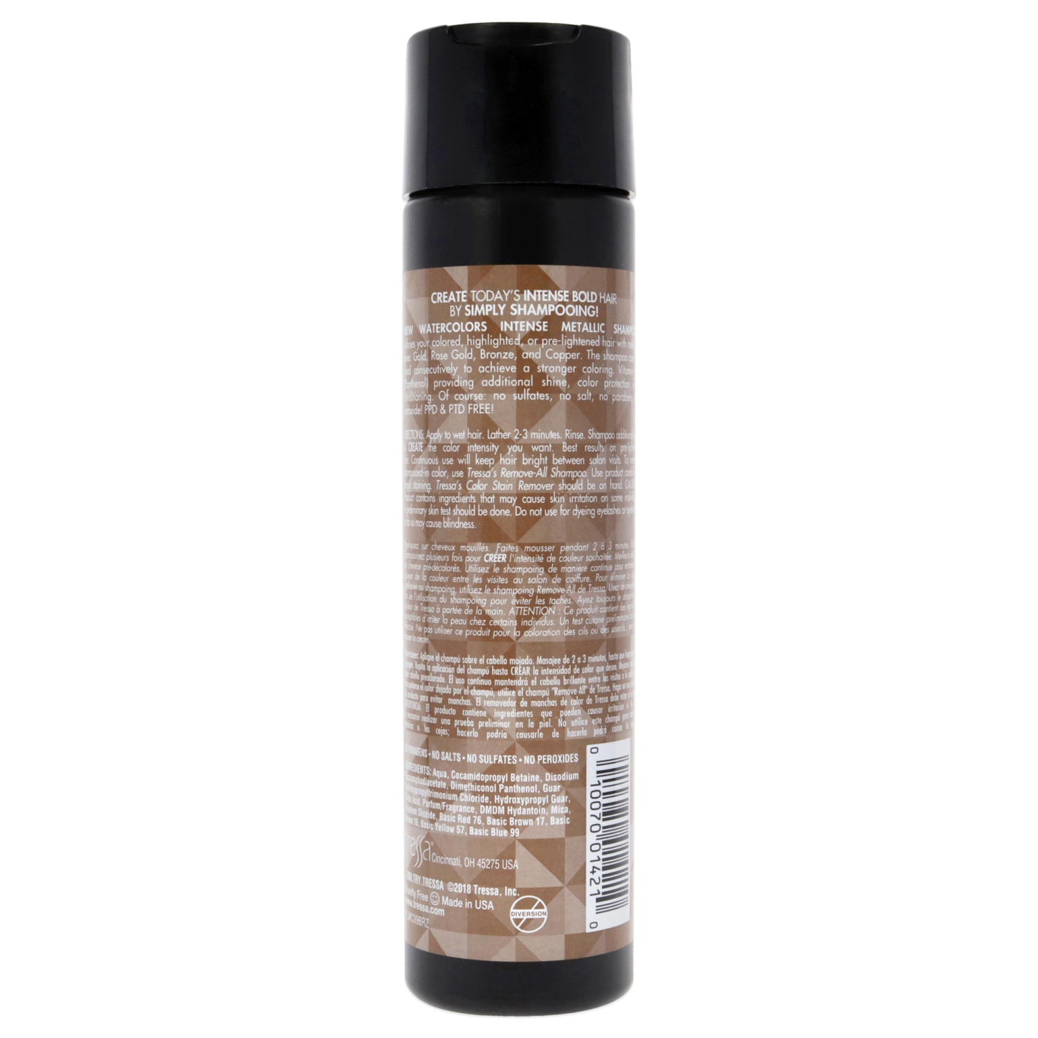 Shampooing aquarelle métallique intense - Bronze par Tressa unisexe - Shampooing 8,5 oz