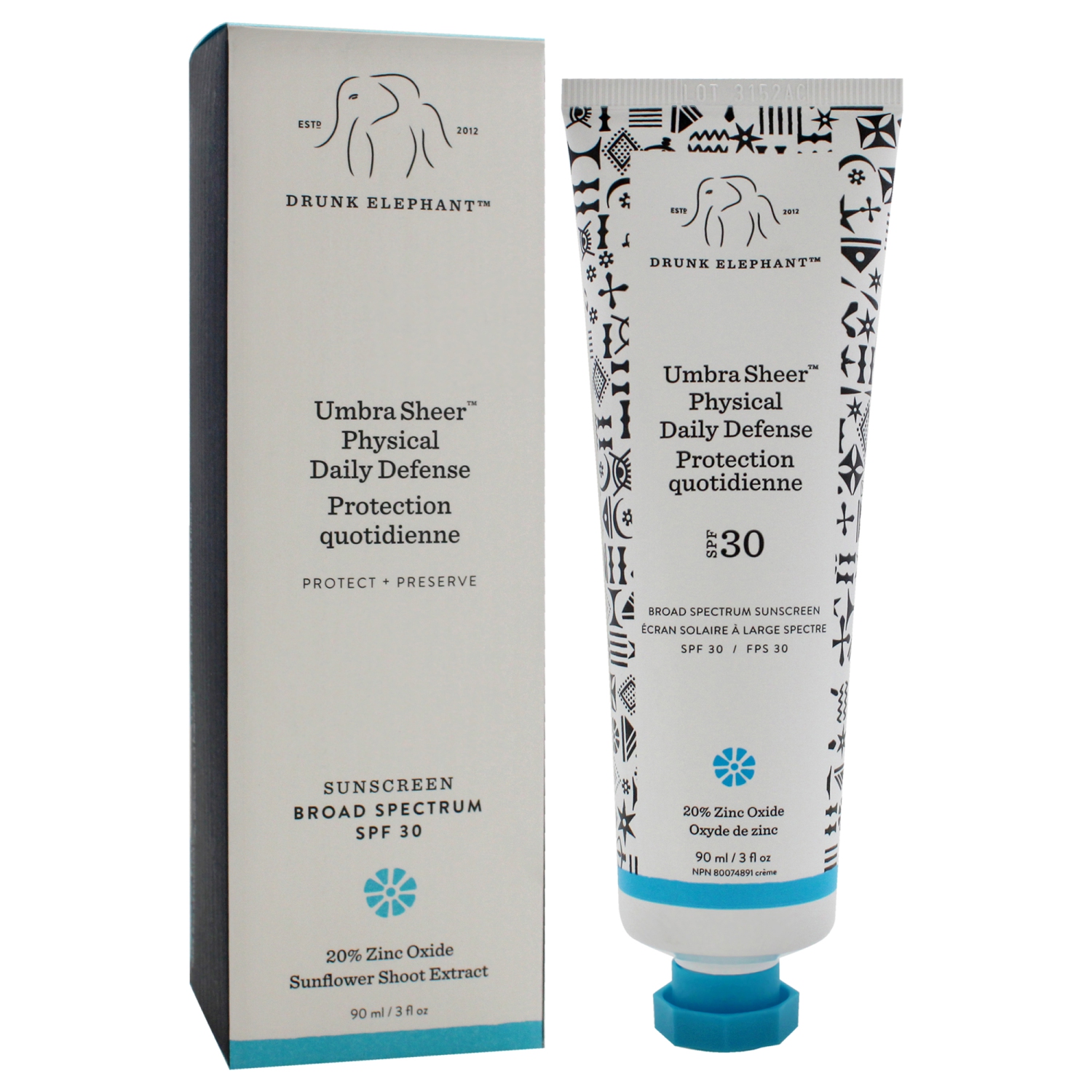 Umbra Sheer Physical Daily Defense SPF 30 by Drunk Elephant for Women - 3 oz Sunscreen