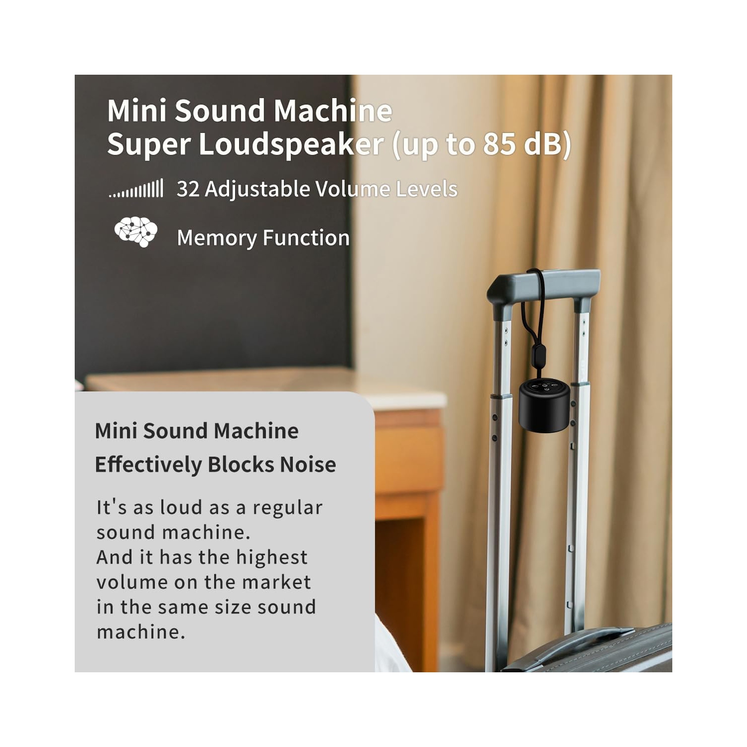 Machine à bruit blanc Mini Portable avec 30 sons apaisants Travel Sleep Brown Noise Machine pour adultes enfants bébé, noir