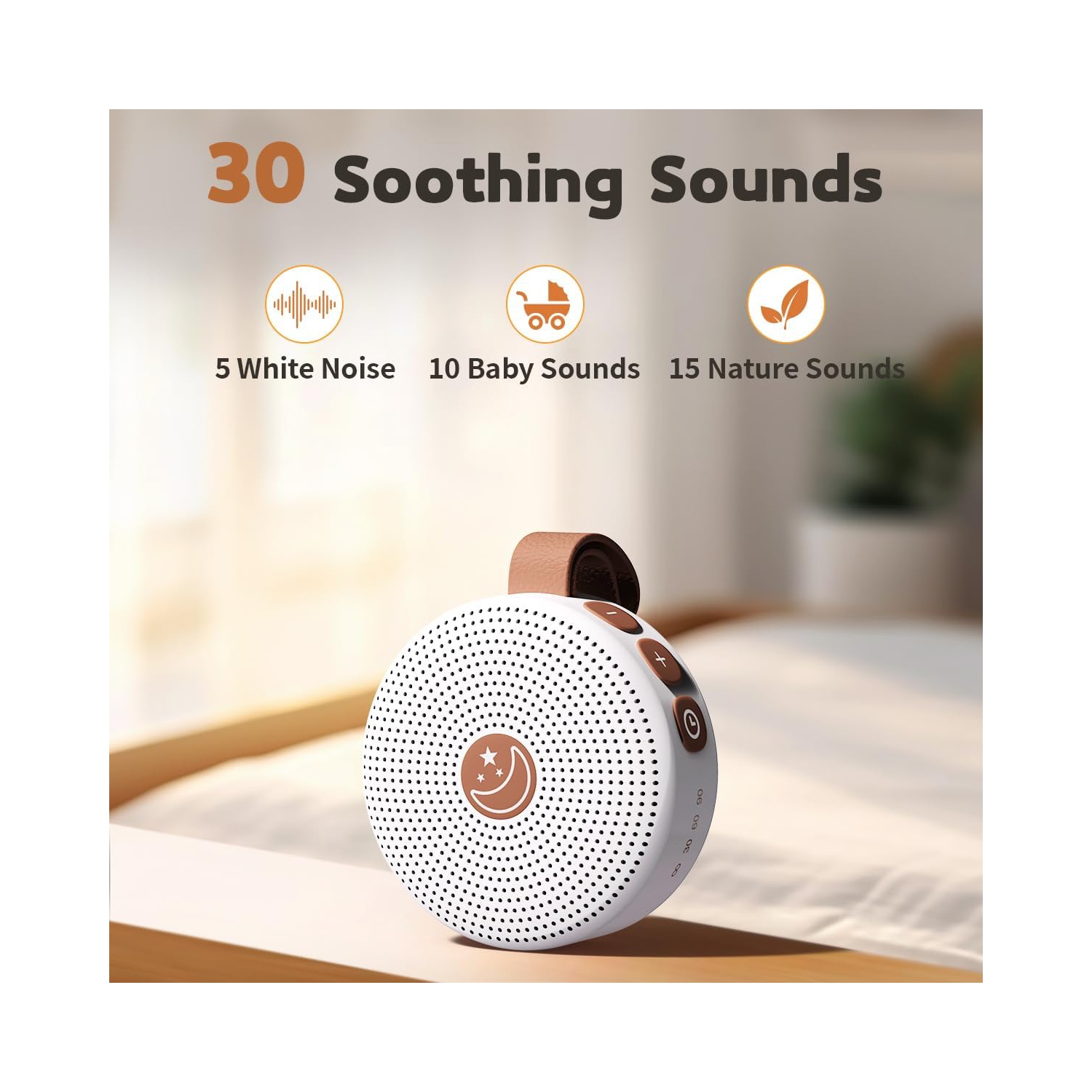 Machine à bruit blanc Brown Sound Machine pour dormir avec 30 sons 36 niveaux de volume pour les enfants Adultes, Blanc