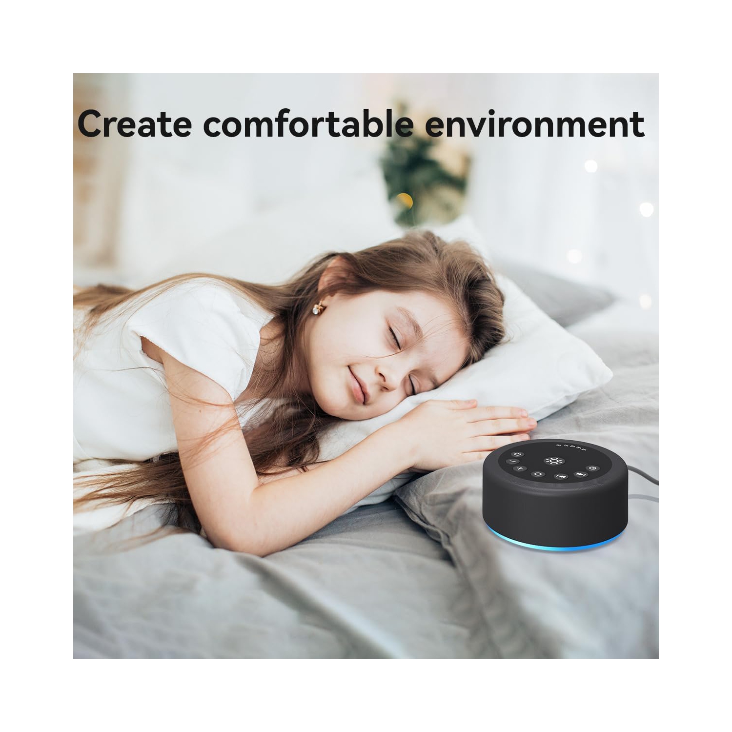 Sleep Sound Machine Machine à bruit blanc 30 Sons non en boucle 36 Volume réglable Mémoire Fonction Bruit brun Machine pour bébé Enfants Adulte,Noir