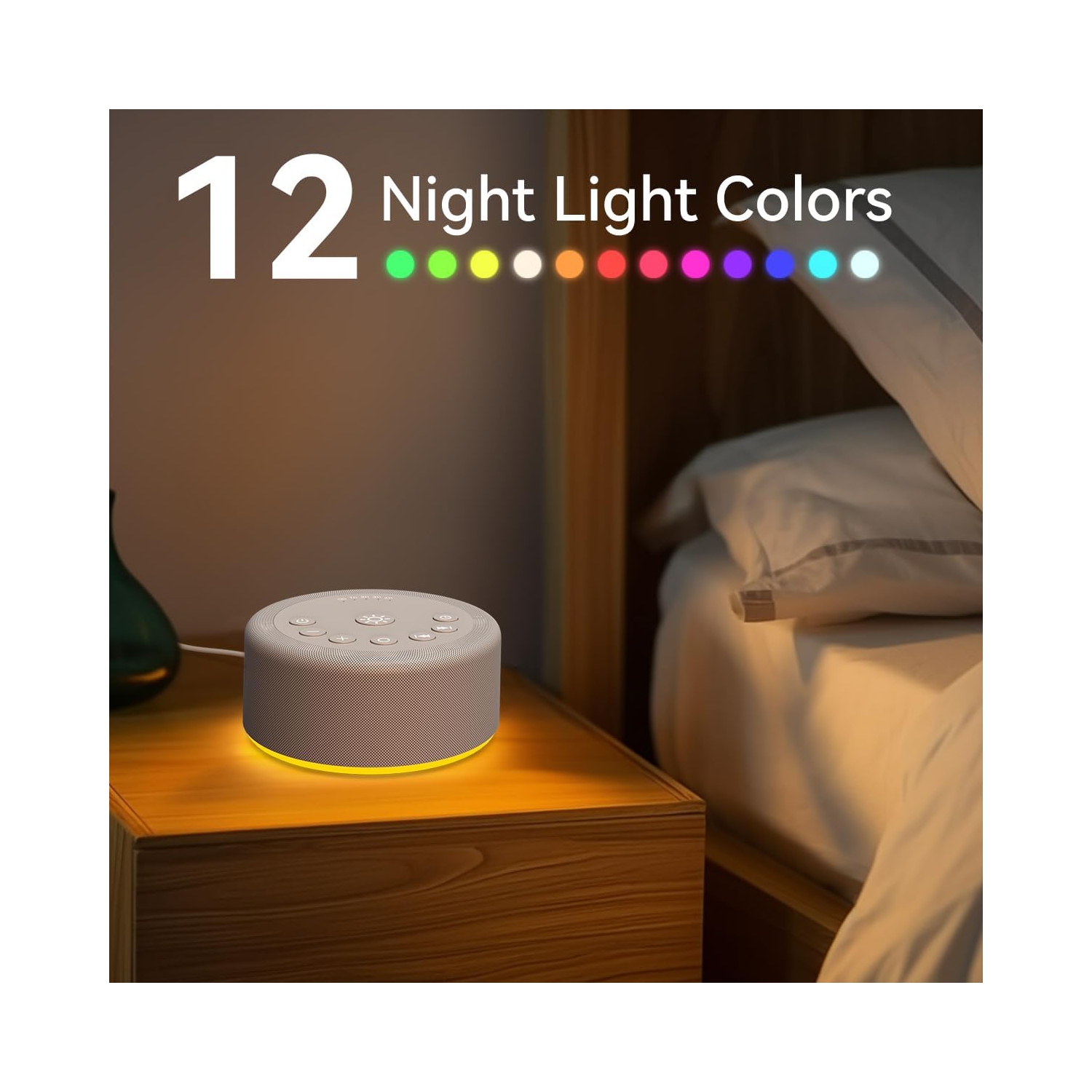 Sleep Sound Machine Machine à bruit blanc 30 Sons non en boucle 36 Volume réglable Mémoire Fonction Bruit brun Machine pour bébé Enfants Adulte,Gris