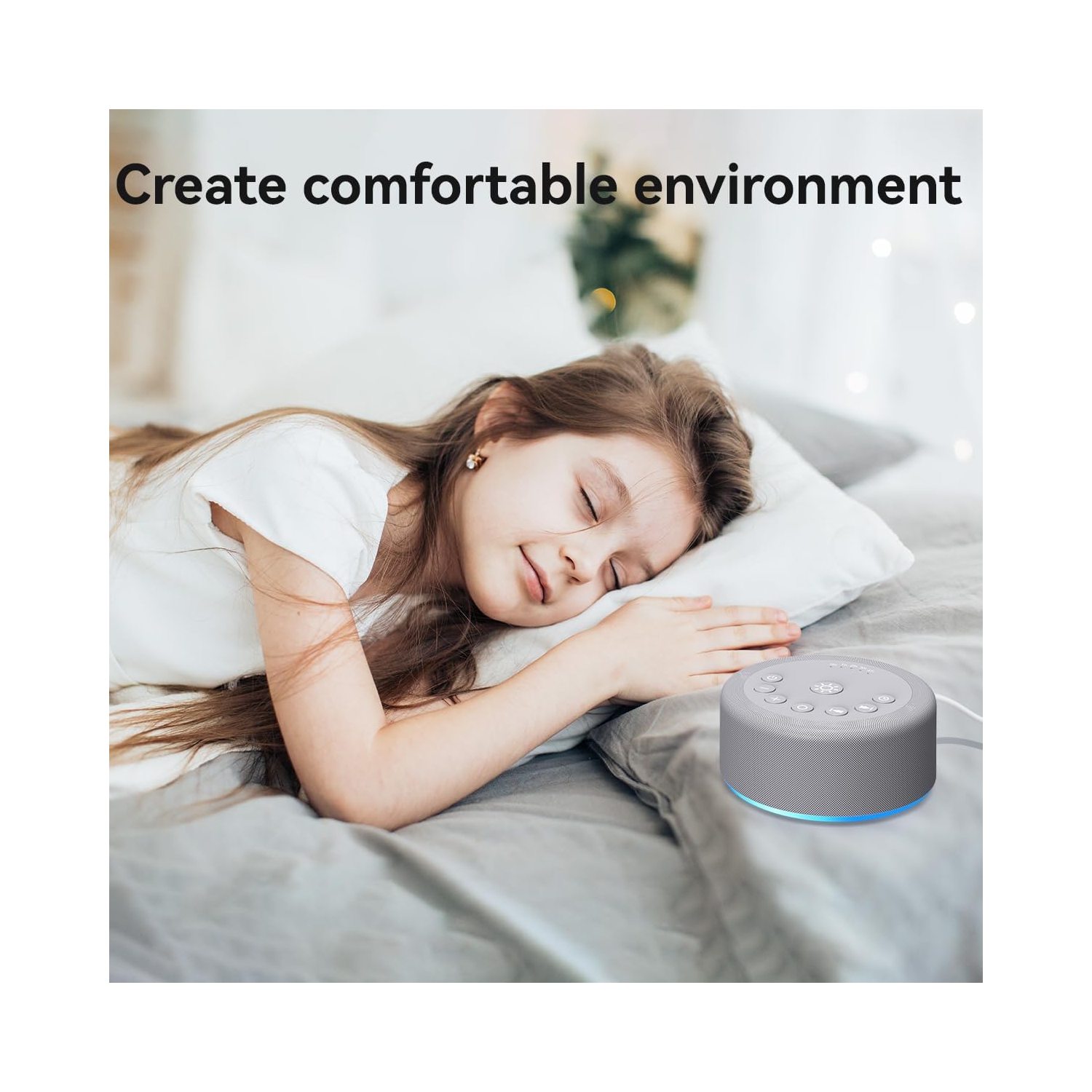 Sleep Sound Machine Machine à bruit blanc 30 Sons non en boucle 36 Volume réglable Mémoire Fonction Bruit brun Machine pour bébé Enfants Adulte,Gris