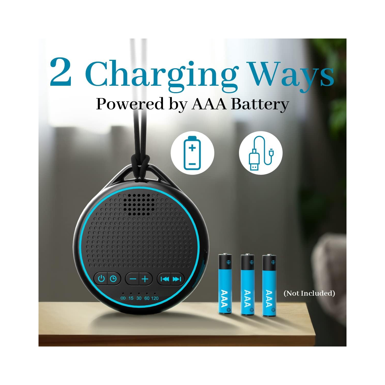 White Noise Sound Machine with 25 Soothing Sounds Powered by USB or Battery for Travel,32 Volume Levels 5 Timers for Baby Kids Adults Sleeping