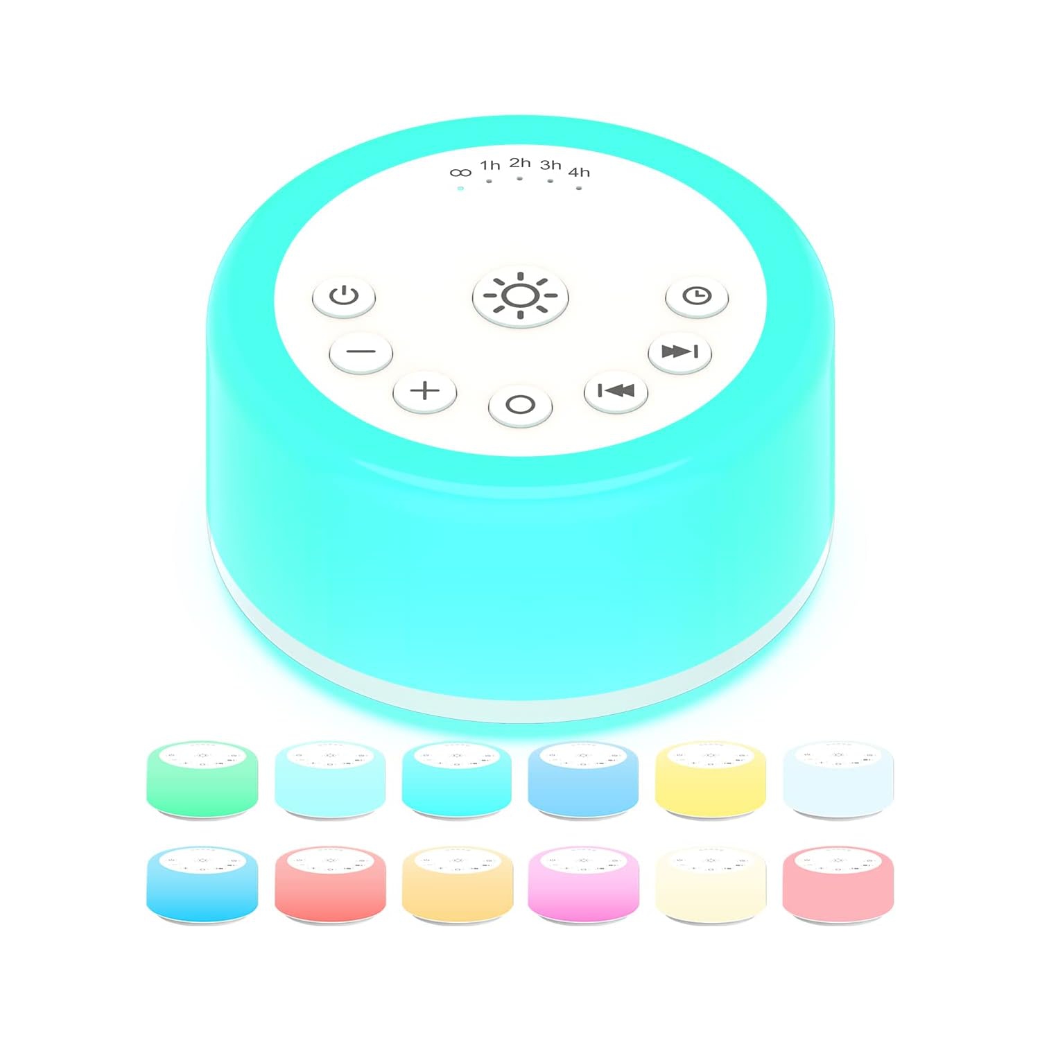 Noise Sound Machine Machine à bruit blanc 12 couleurs Machine à bruit avec 30 sons apaisants pour le sommeil et le voyage à domicile et le bureau,