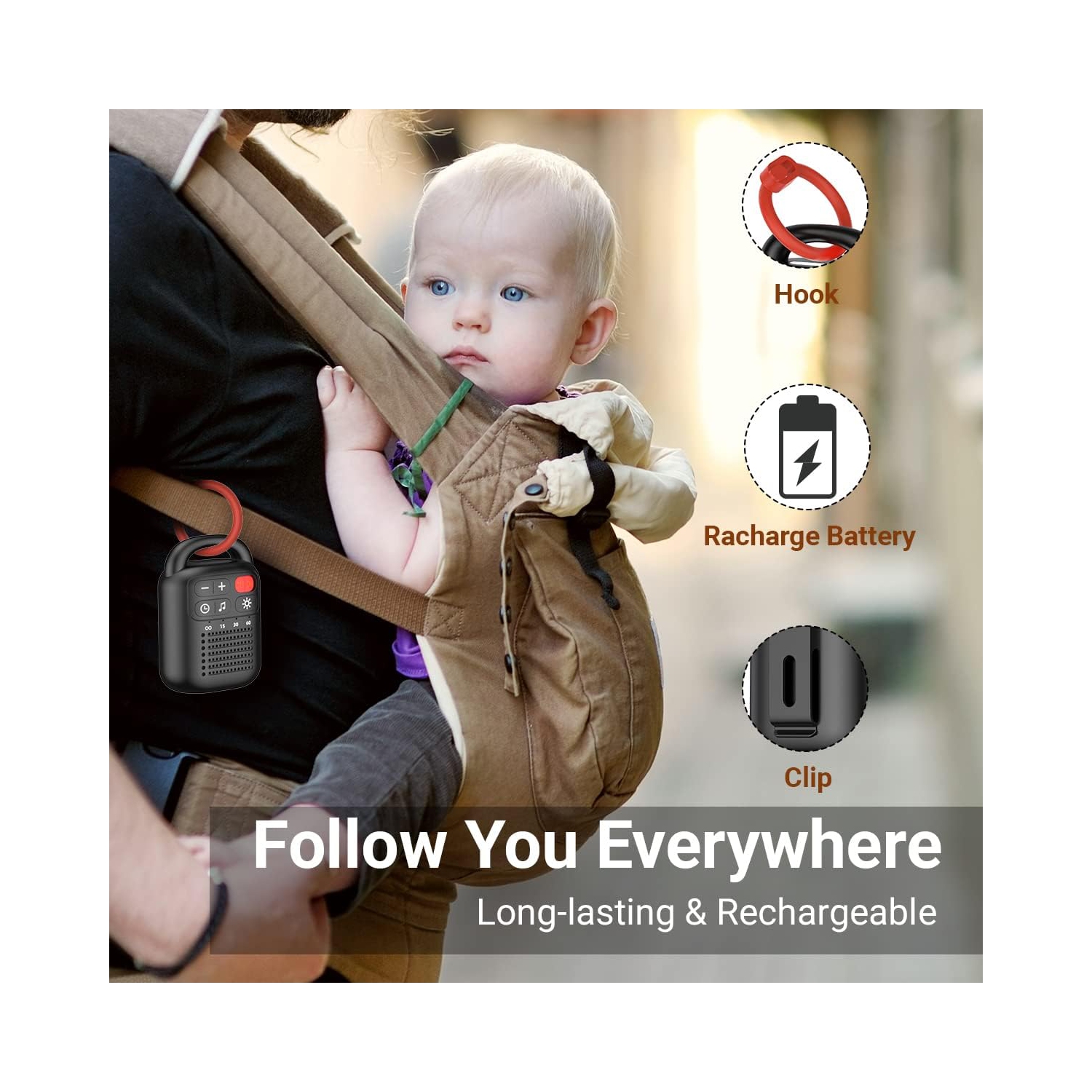 Noise Sound Machine Machine à bruit blanc 12 couleurs Machine à bruit avec 30 sons apaisants pour le sommeil Appareil sonore pour les voyages à