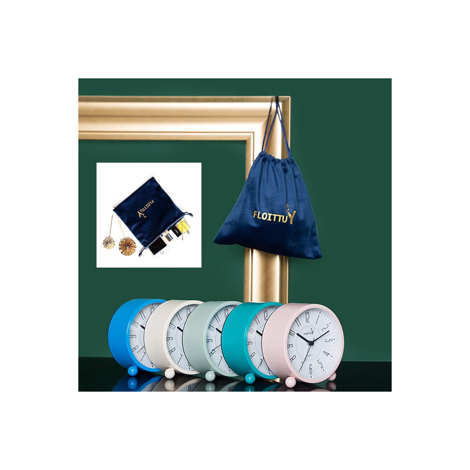 Réveil super silencieux, Réveil-matin rond avec veilleuse, Fonctionnement à piles, Simple et rétro pour bureau, chambre à coucher, blanc crémeux