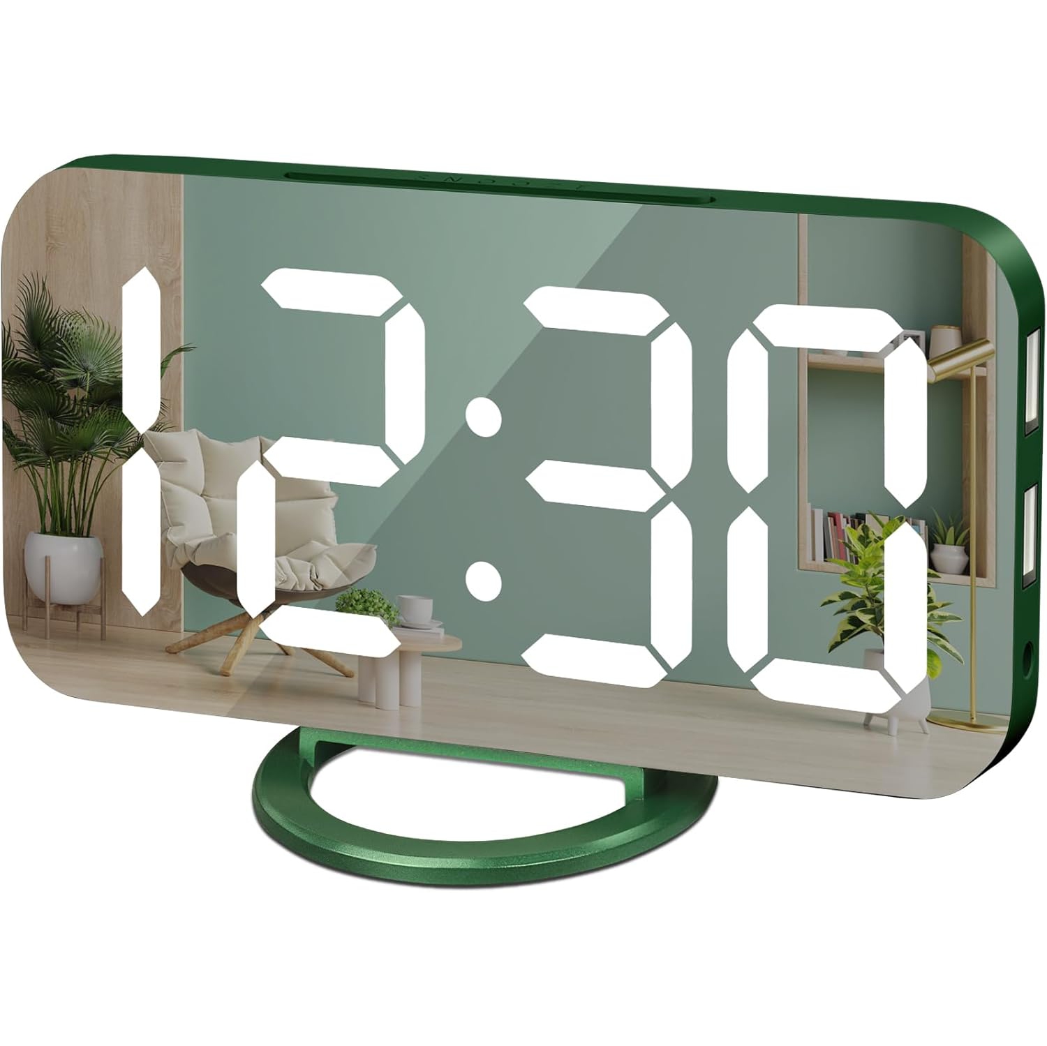 Réveille-matin numérique avec chargeur USB, grand écran DEL, fonction de rappel d'alarme, mur à suspendre à côté de l'horloge de bureau pour chambre