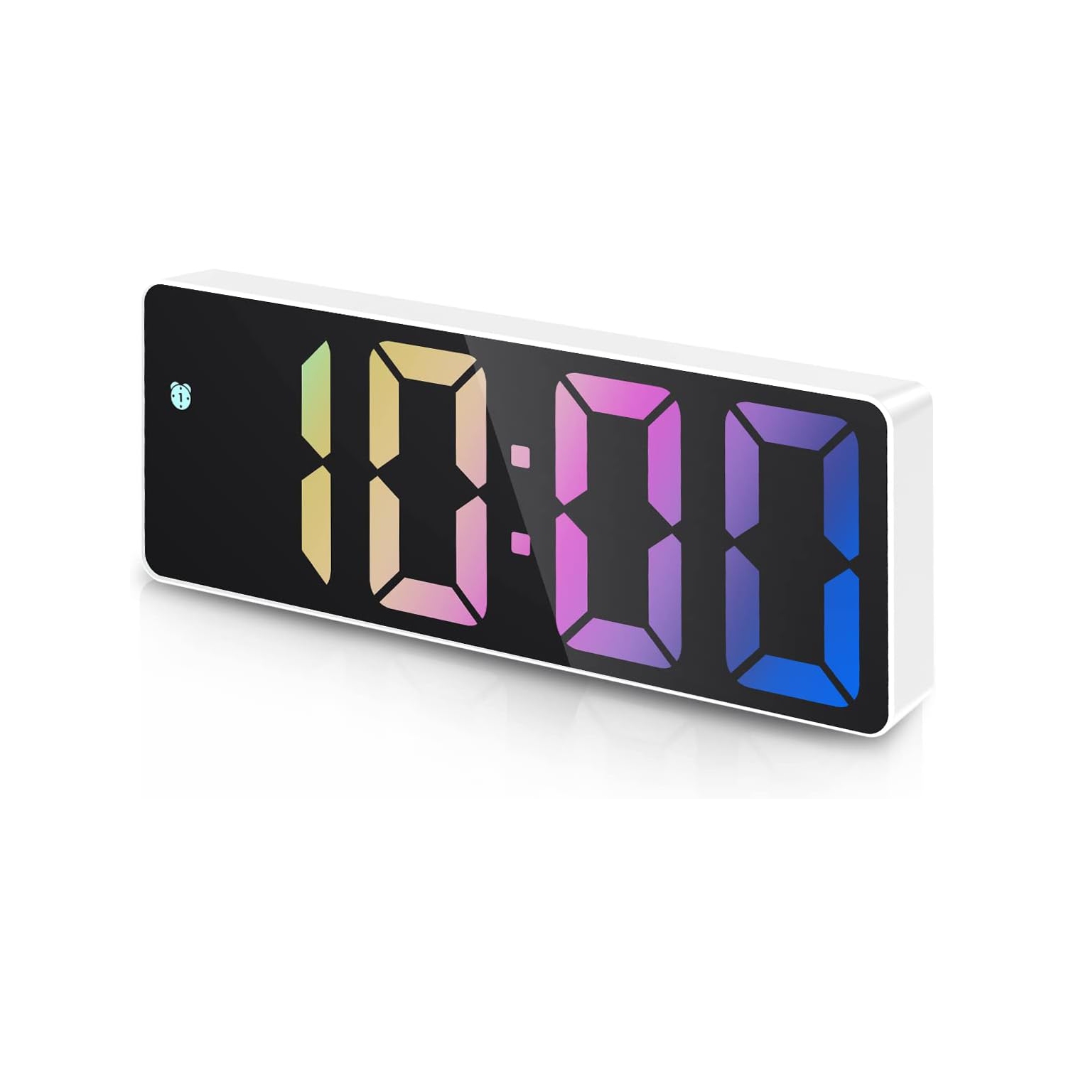 Digital Alarm Clock, LED Clock for Bedroom, Electronic Desktop Clock with Adjustable Brightness, 12/24H Display for Home, Office, White Case With