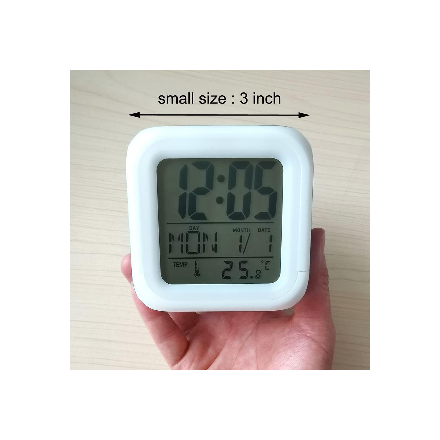 Petit réveille-matin à DEL animé numérique 7 couleurs de 3&nbsp;po pour chambre d'enfant